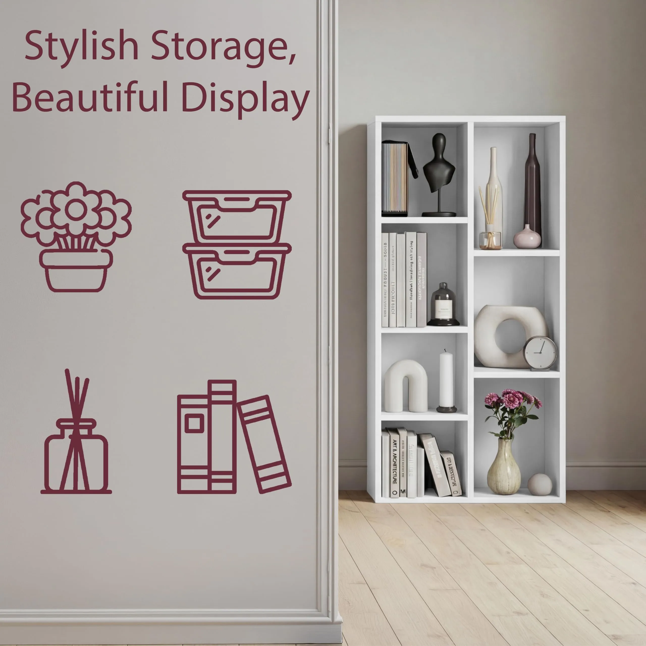Vida Designs Mobiletto a 7 cubi, bianco, in legno, per ufficio, soggiorno - immagine 4