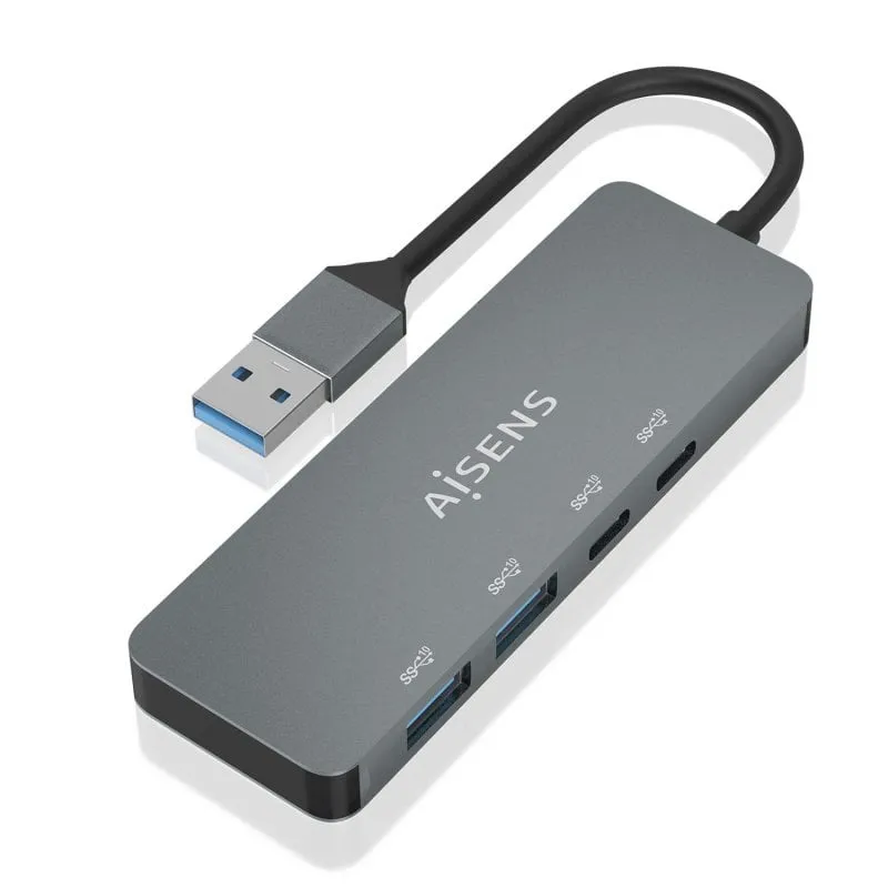 AISENS A106-0696 hub di interfaccia USB 3.2 Gen 2 (3.1 Gen 2) Type-A 10000 Mbit/s Grigio - immagine 1