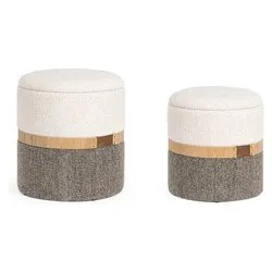 TALYA Set pouf Bianco e Grigio - immagine 1