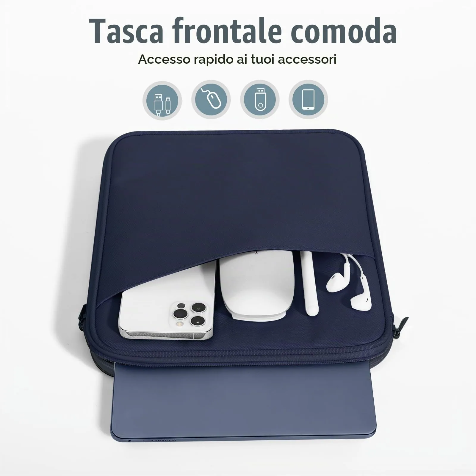 TiMOVO Custodia per Laptop 13,3–14" con Tasca, Leggera e Resistente, Indaco - immagine 6