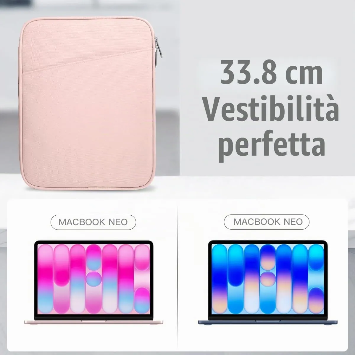 TiMOVO Custodia per Laptop 13,3–14" con Tasca, Leggera e Resistente, Rosa - immagine 2