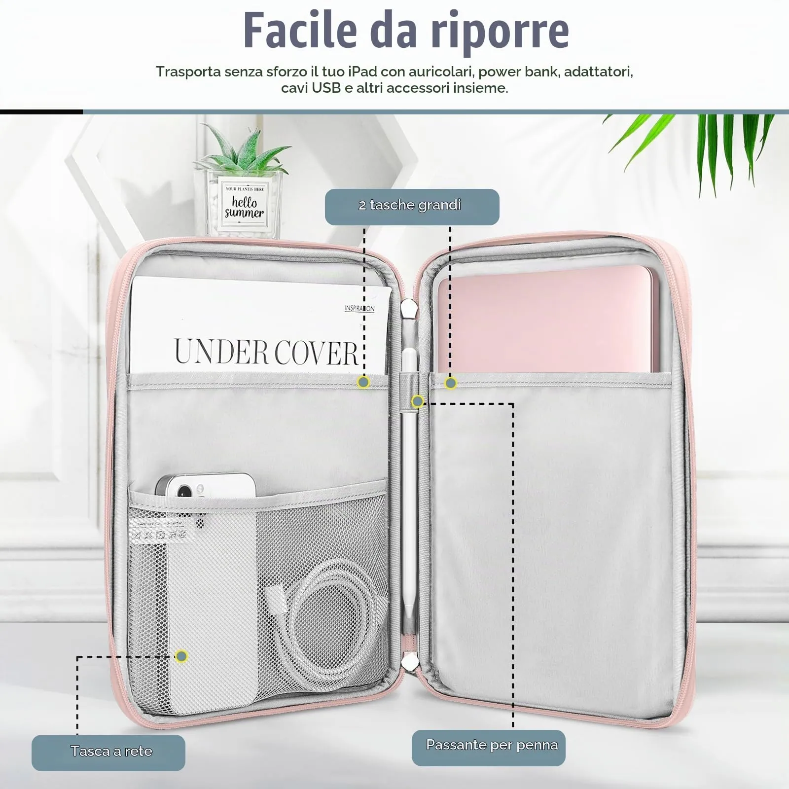 TiMOVO Custodia per Laptop 13,3–14" con Tasca, Leggera e Resistente, Rosa - immagine 3