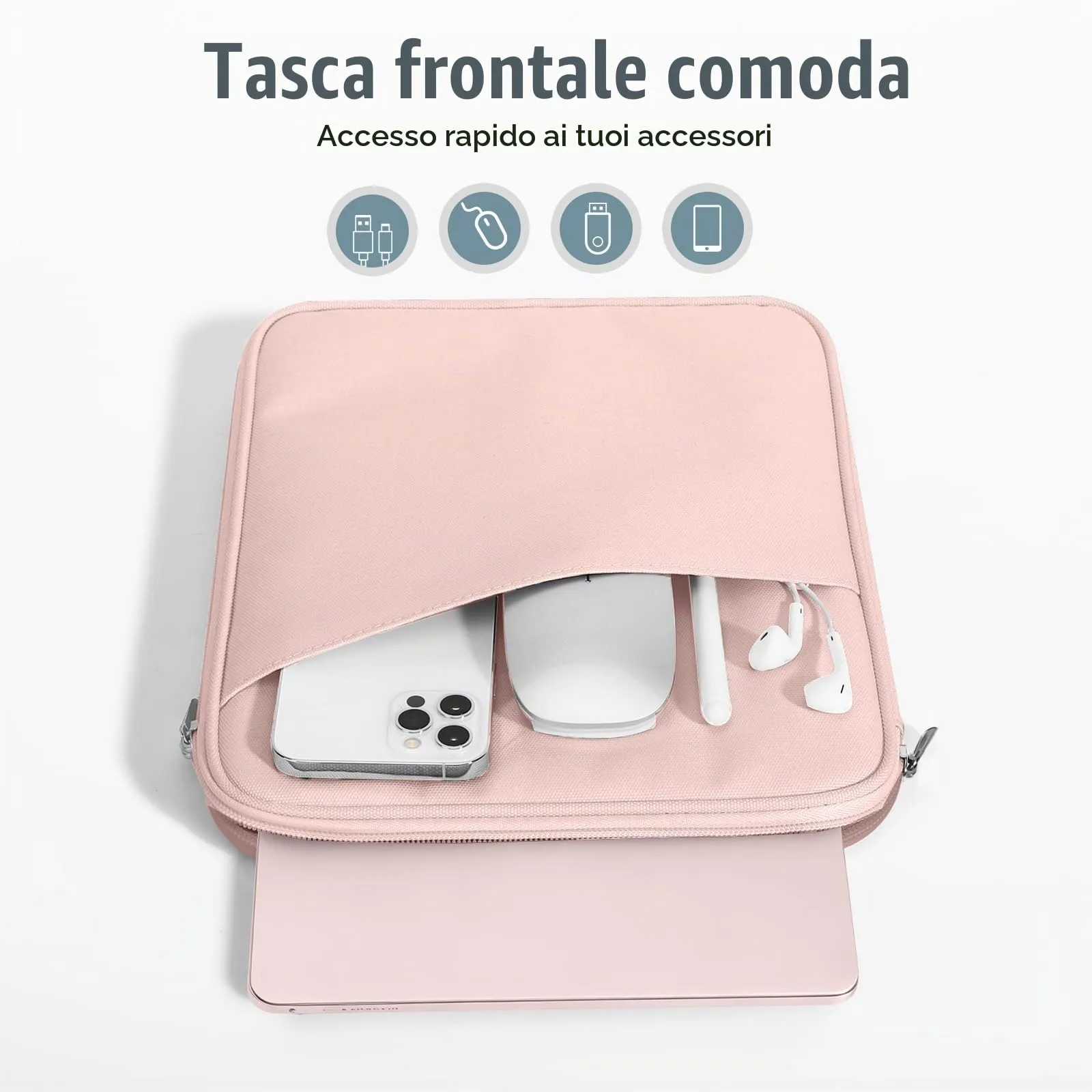 TiMOVO Custodia per Laptop 13,3–14" con Tasca, Leggera e Resistente, Rosa - immagine 6