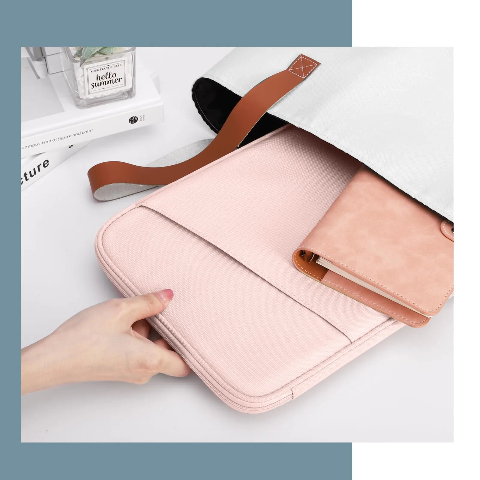 TiMOVO Custodia per Laptop 13,3–14" con Tasca, Leggera e Resistente, Rosa - immagine 8