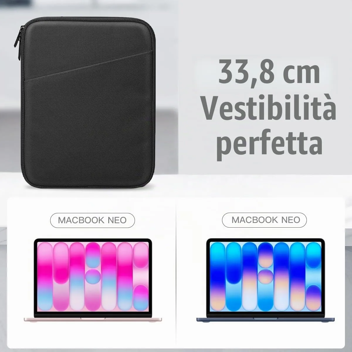 TiMOVO Custodia per Laptop 13,3–14" con Tasca, Leggera e Resistente, Nero - immagine 2
