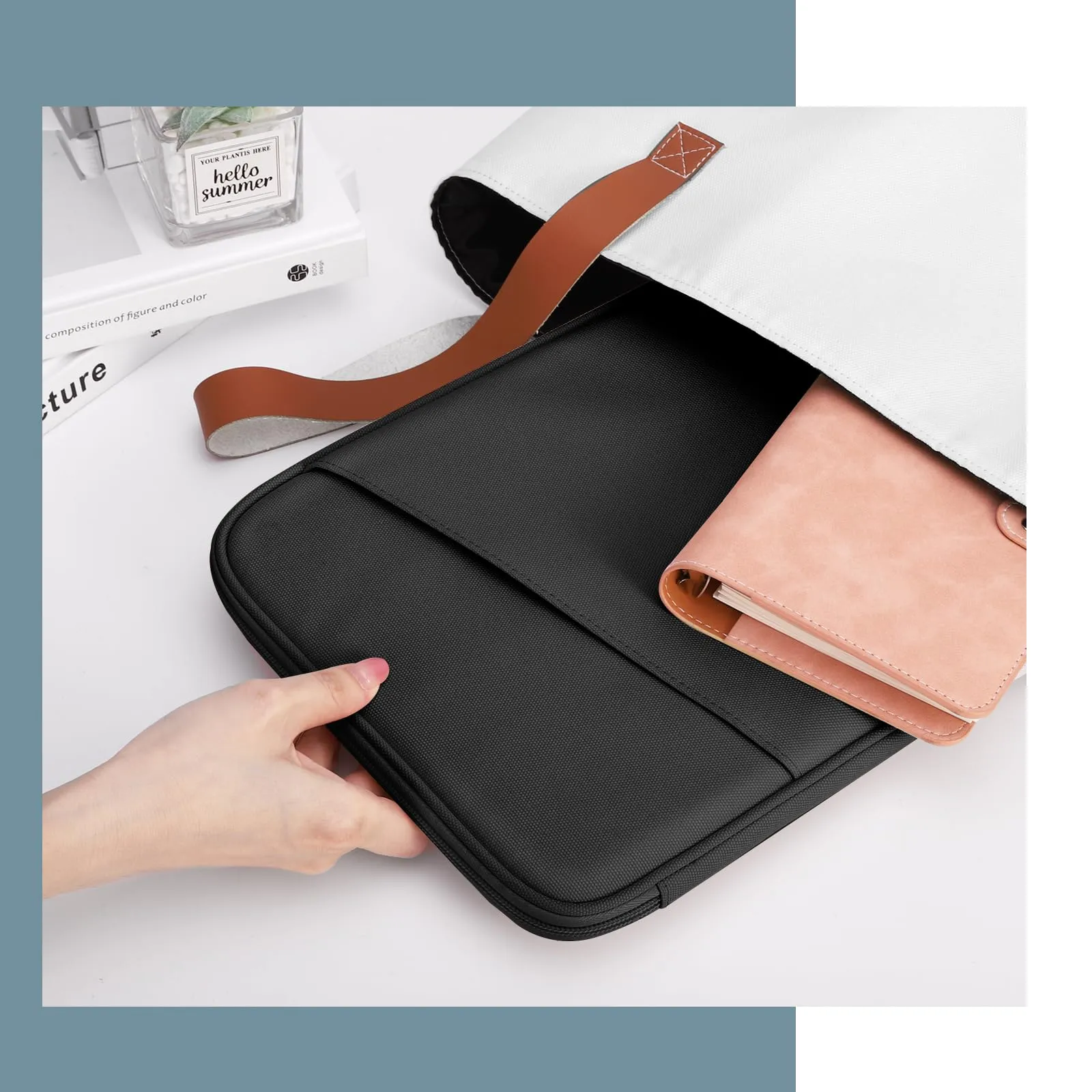 TiMOVO Custodia per Laptop 13,3–14" con Tasca, Leggera e Resistente, Nero - immagine 8