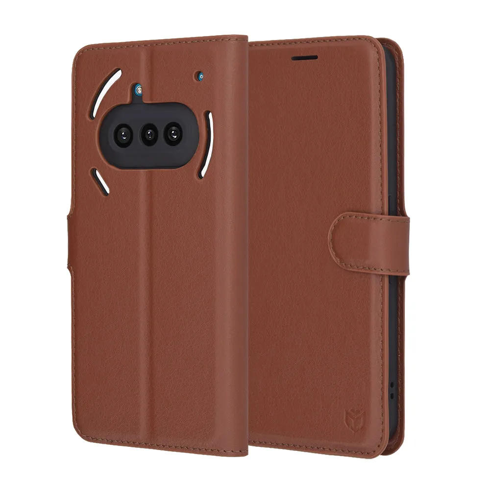 Custodia per Nothing Phone (3a), Techsuit, Leather Folio, Marrone - immagine 1