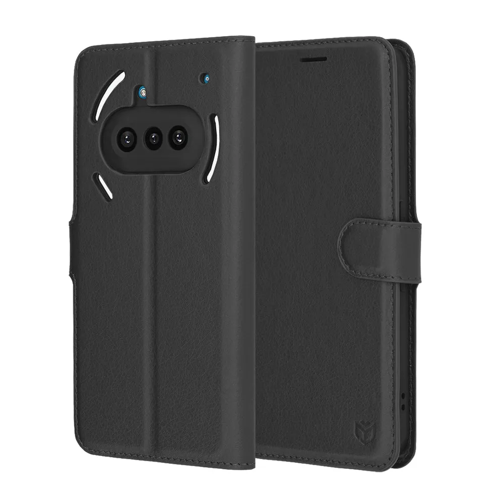 Custodia per Nothing Phone (3a), Techsuit, Leather Folio, Nera - immagine 1