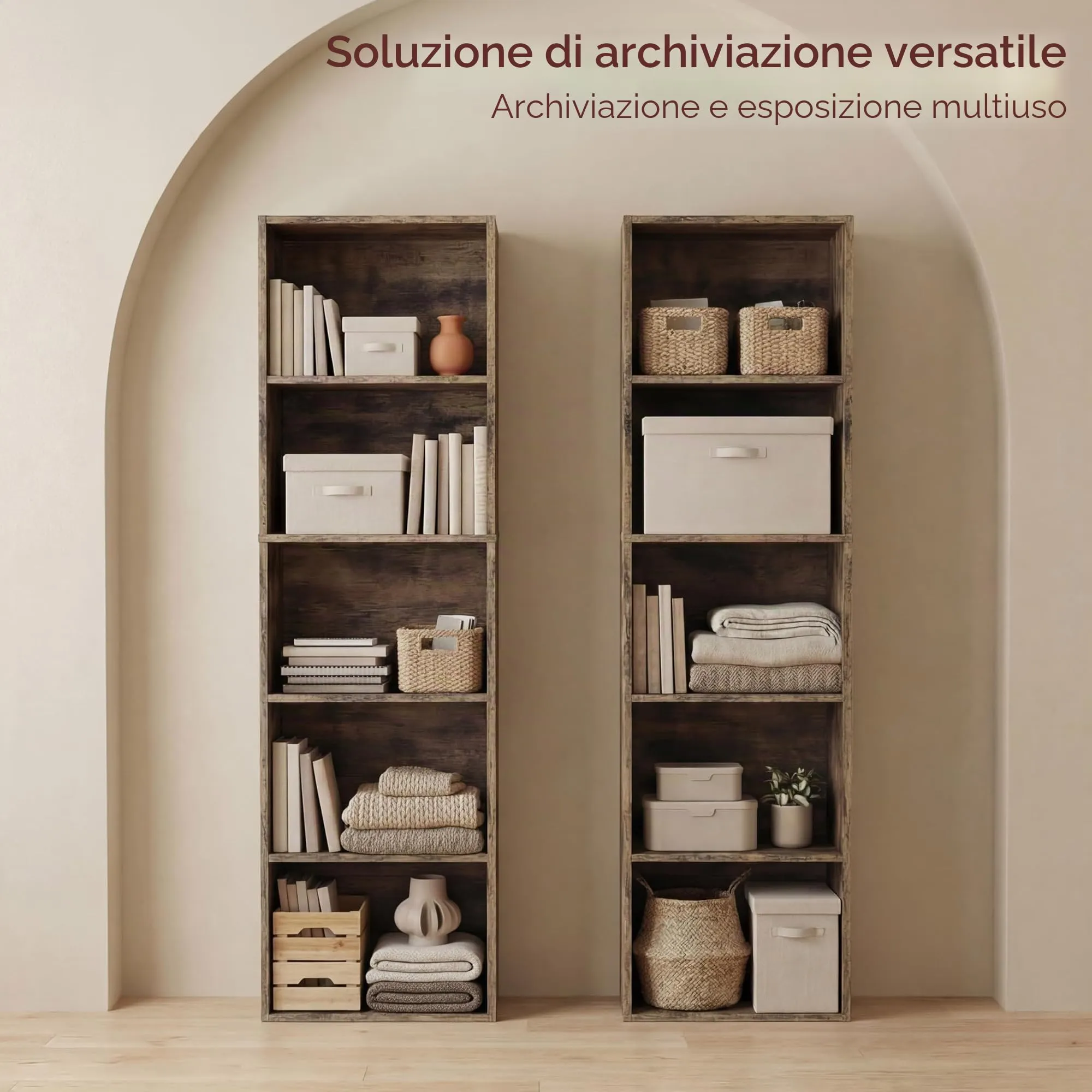 Vida Designs Oxford - Libreria a 5 ripiani, a forma di cubo, in legno scuro, per ufficio, soggiorno - immagine 3