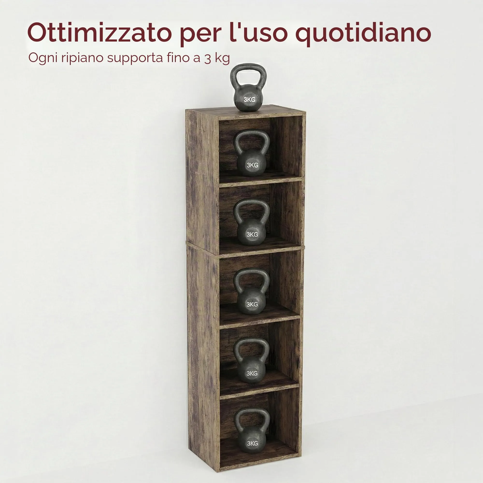 Vida Designs Oxford - Libreria a 5 ripiani, a forma di cubo, in legno scuro, per ufficio, soggiorno - immagine 4