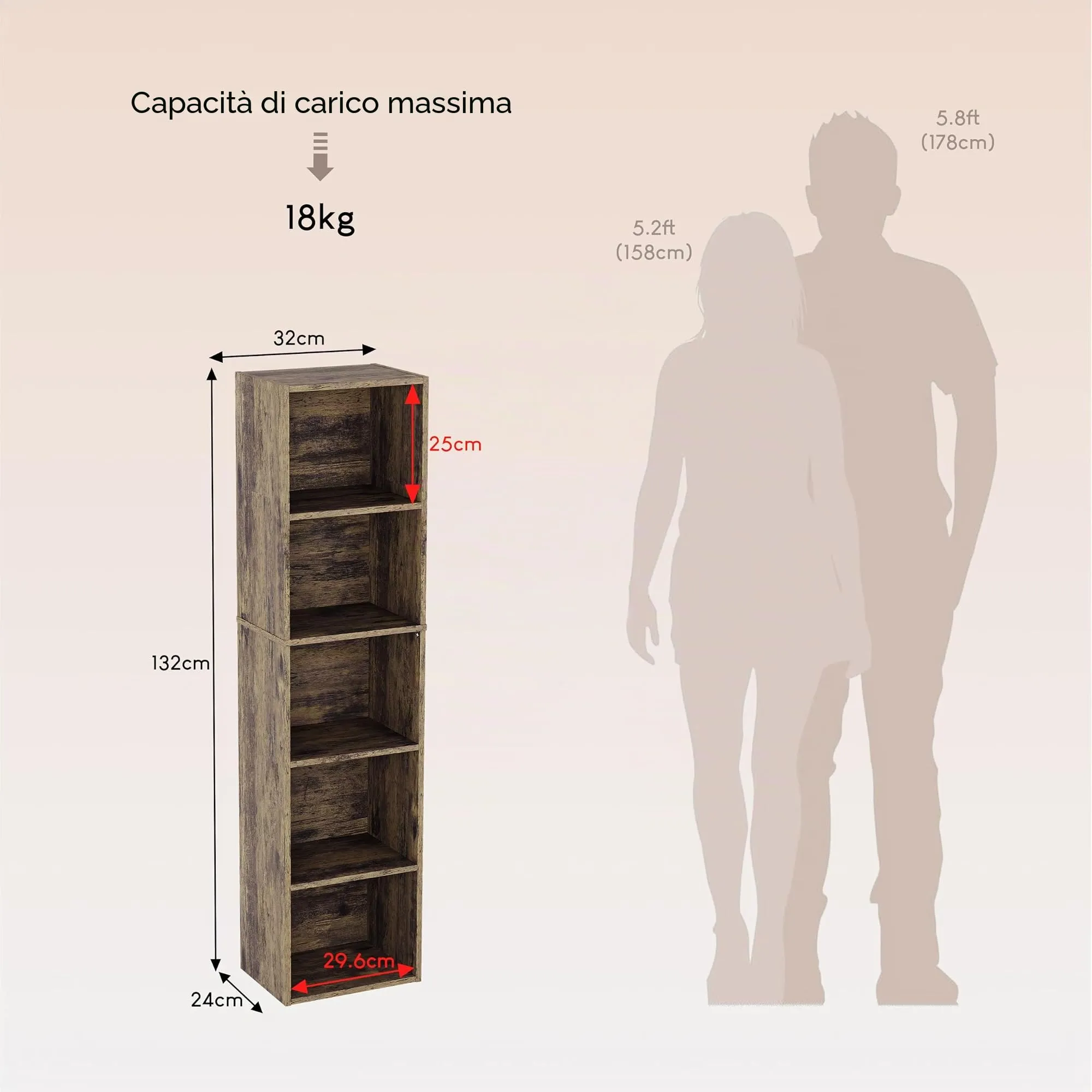 Vida Designs Oxford - Libreria a 5 ripiani, a forma di cubo, in legno scuro, per ufficio, soggiorno - immagine 7