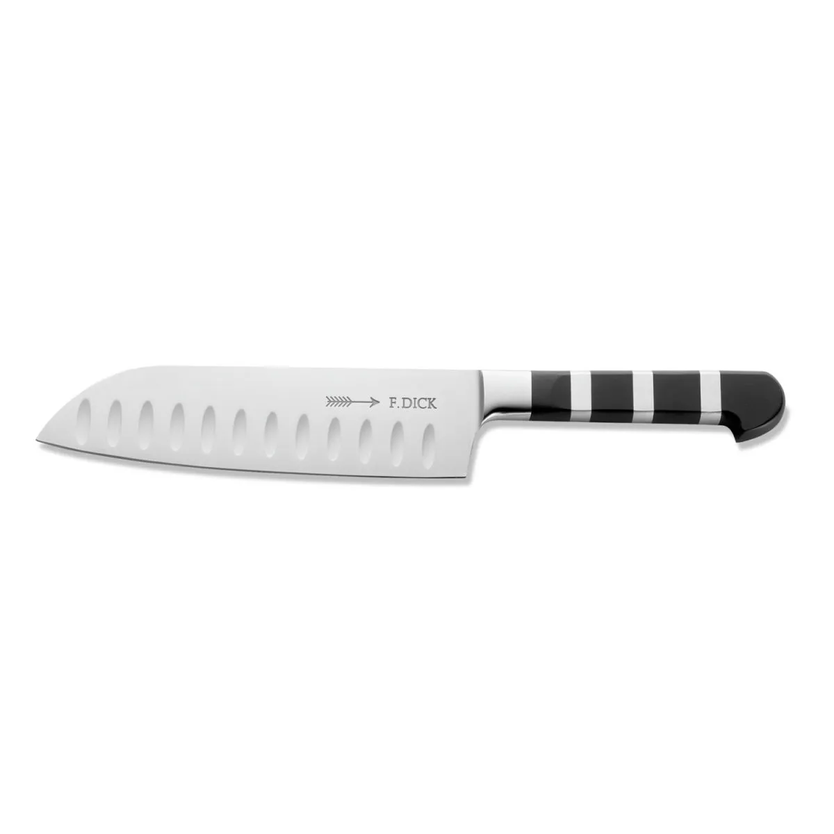 F. Dick Coltello Santoku con tacche alveolate 1905; lunghezza lama 18 cm, 30 cm (L); argento/nero - immagine 1