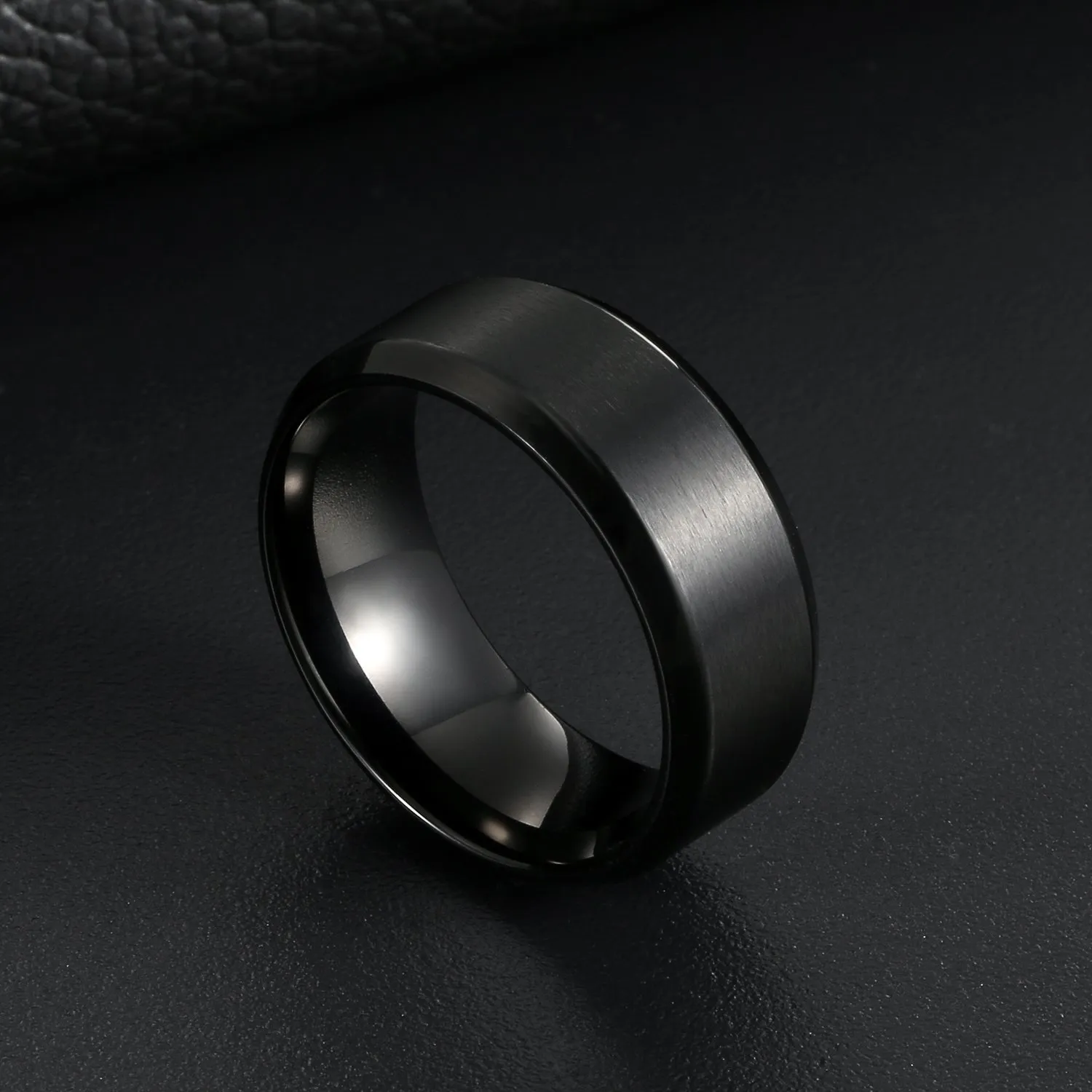 OIDEA 8mm Anello Nero in Acciaio Inossidabile da Uomo Donna - immagine 3