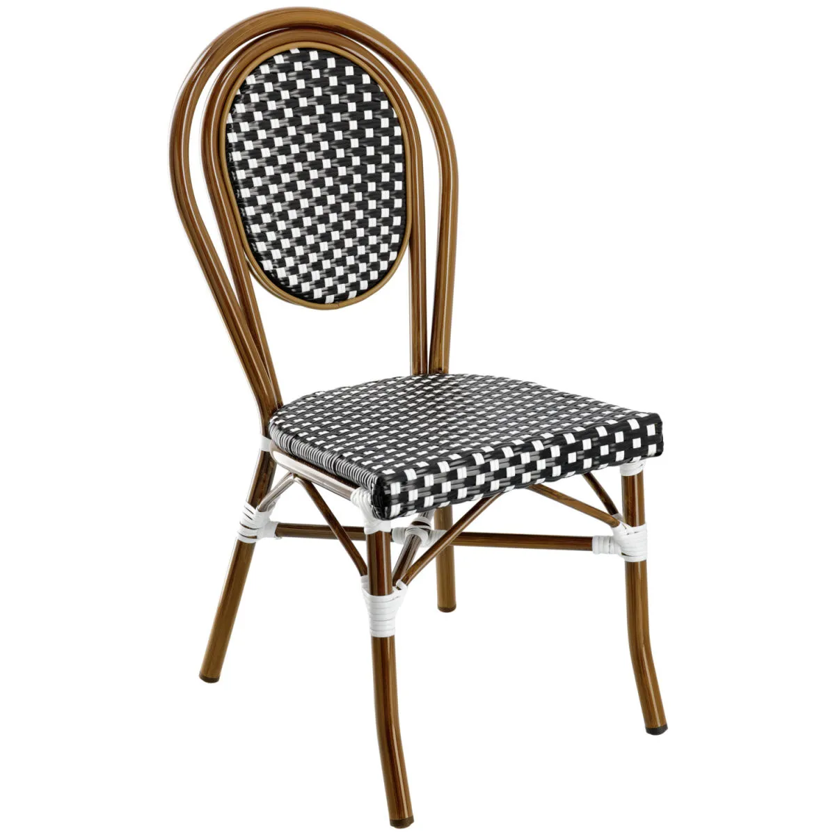 2x PULSIVA Sedia bistrot Glory; 60x43x89 cm (LxPxH); seduta nero/bianco, struttura marrone; 2 pz. / Pacco - immagine 1