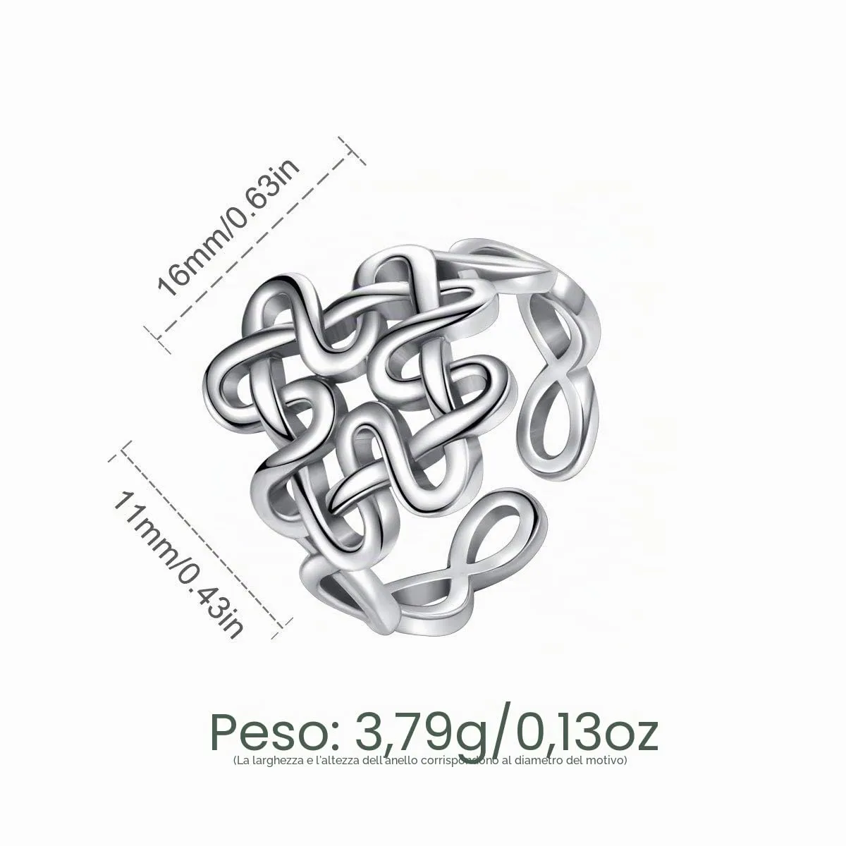 AEONSLOVE Anello Nodo Celtico Rétro, Anello Regolabile in Argento Sterling 925, Idea Regalo per Donna Ragazze - immagine 4