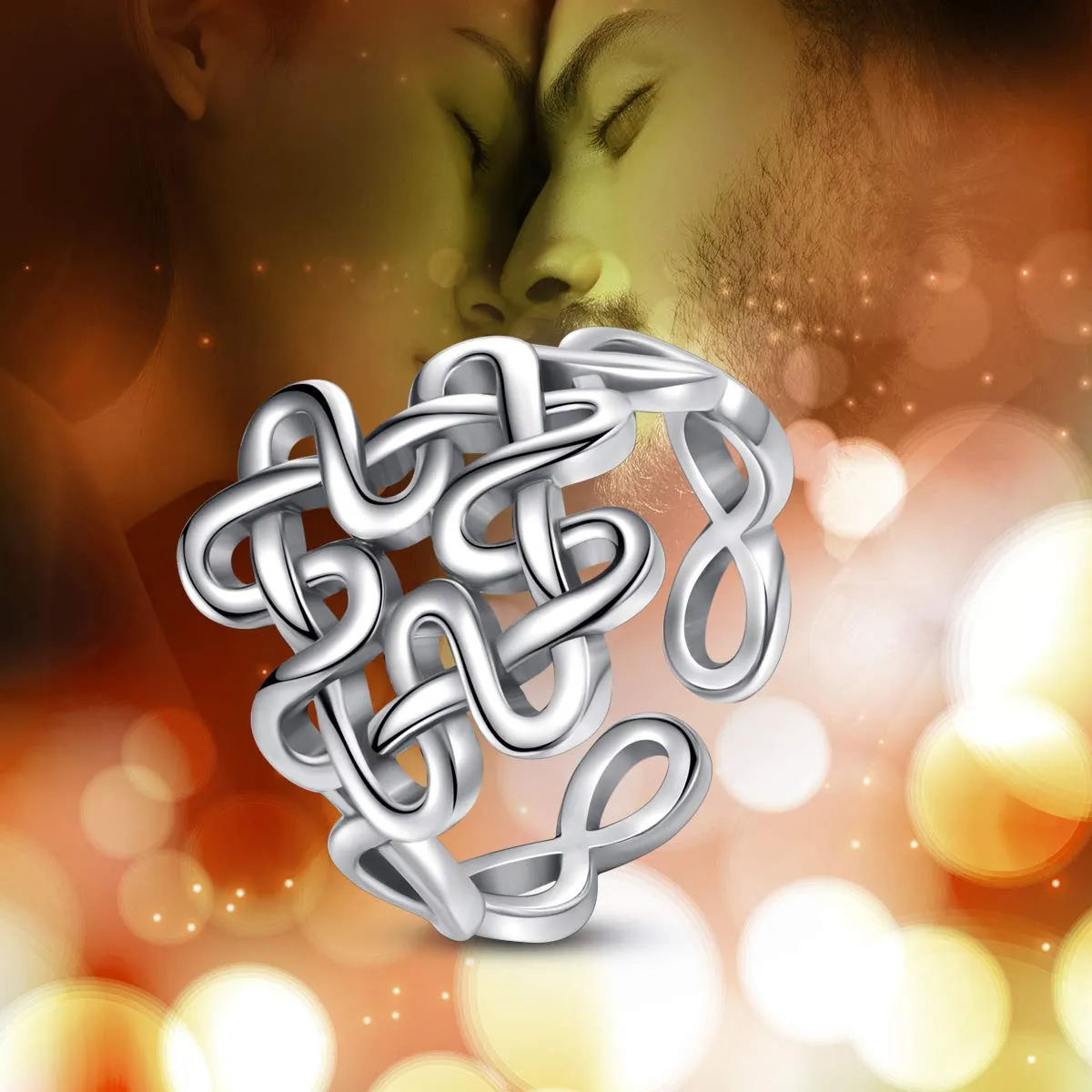 AEONSLOVE Anello Nodo Celtico Rétro, Anello Regolabile in Argento Sterling 925, Idea Regalo per Donna Ragazze - immagine 5
