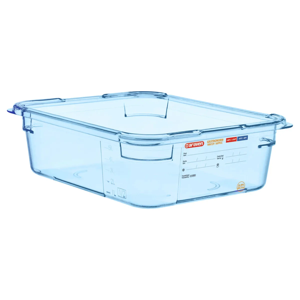 Araven Contenitore per alimenti GN 1/2 in ABS; GN 1/2, 5.95 l, 32.5x26.5x10 cm (LxLxP); blu - immagine 1
