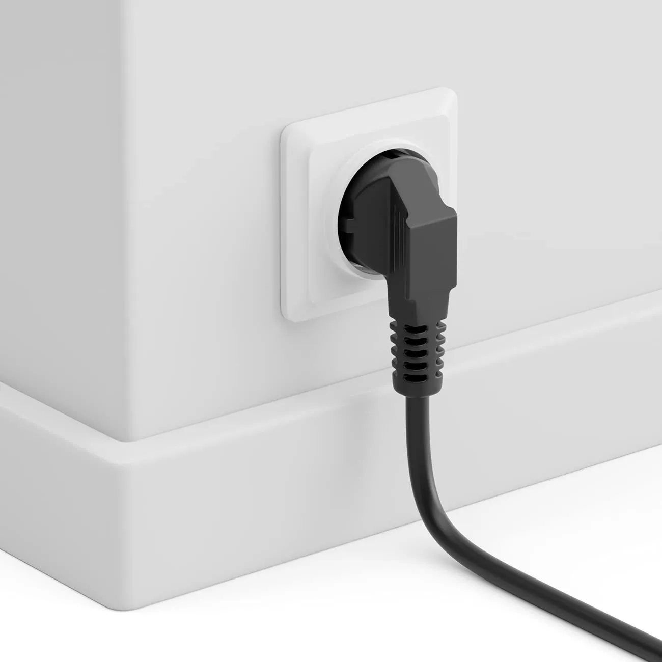 deleyCON 2m Cavo Alimentazione Corrente Linea con Spina Tipo F (CEE 7/7) 90° Angolato a Presa C13 90° Angolata Destra PC Computer Monitor Stampante Proiettore - Nero - immagine 4