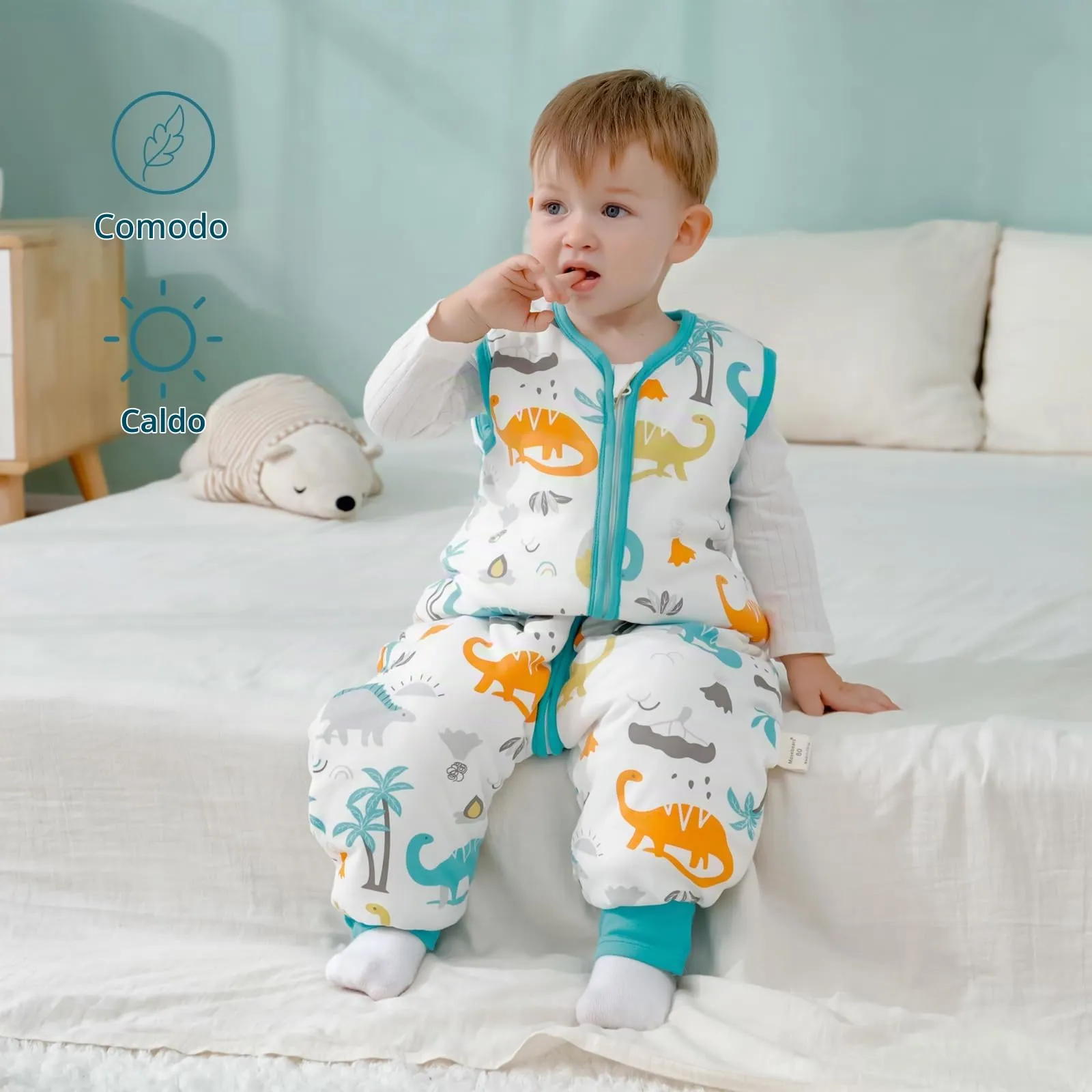 Mosebears Sacco Nanna con Piedini Invernale 2,5 Tog 6-18 Mesi Tutto l'anno Sacco Nanna in Cotone Traspirante per Neonati e Bambini - immagine 5