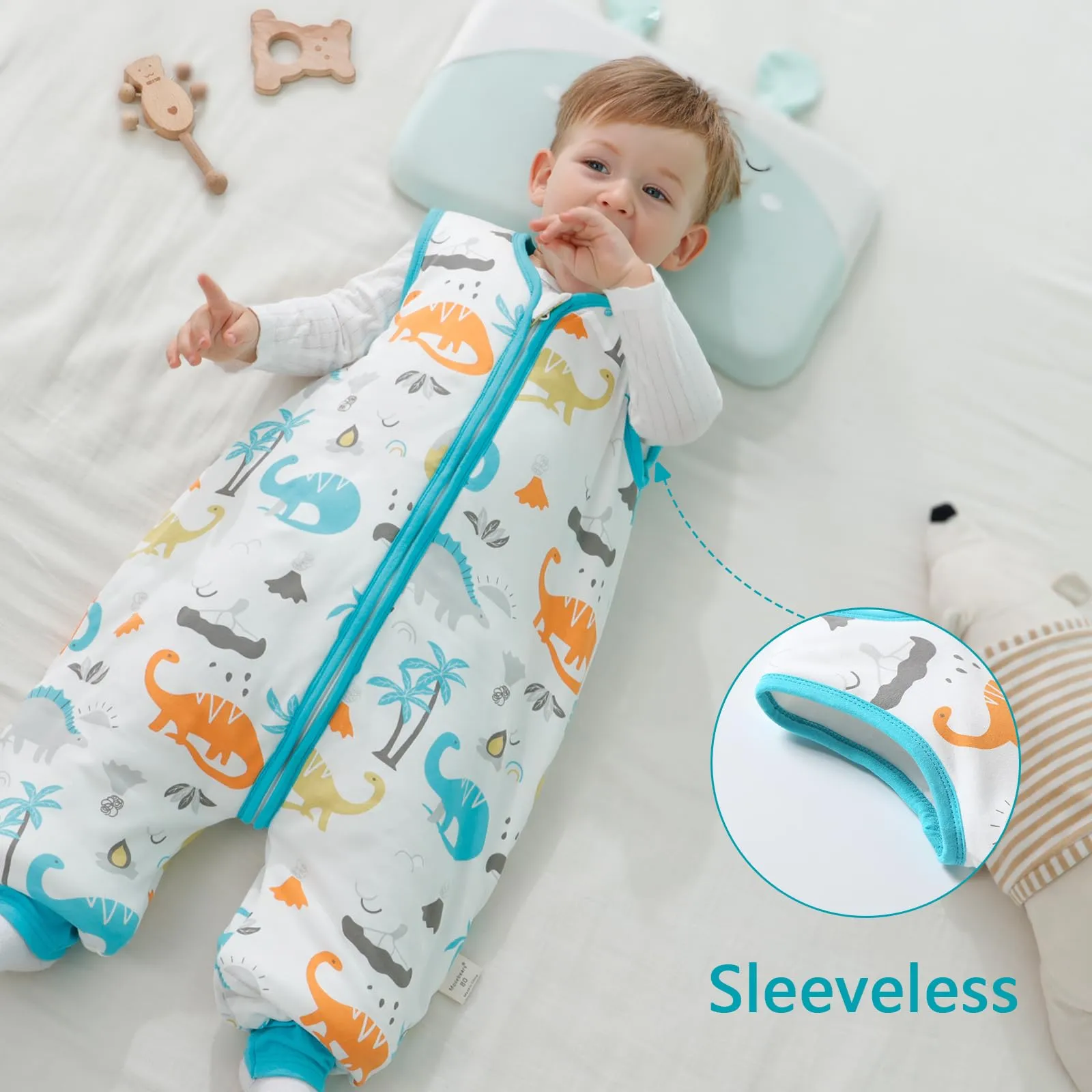 Mosebears Sacco Nanna con Piedini Invernale 2,5 Tog 18-36 Mesi Tutto l'anno Sacco Nanna in Cotone Traspirante per Neonati e Bambini - immagine 6