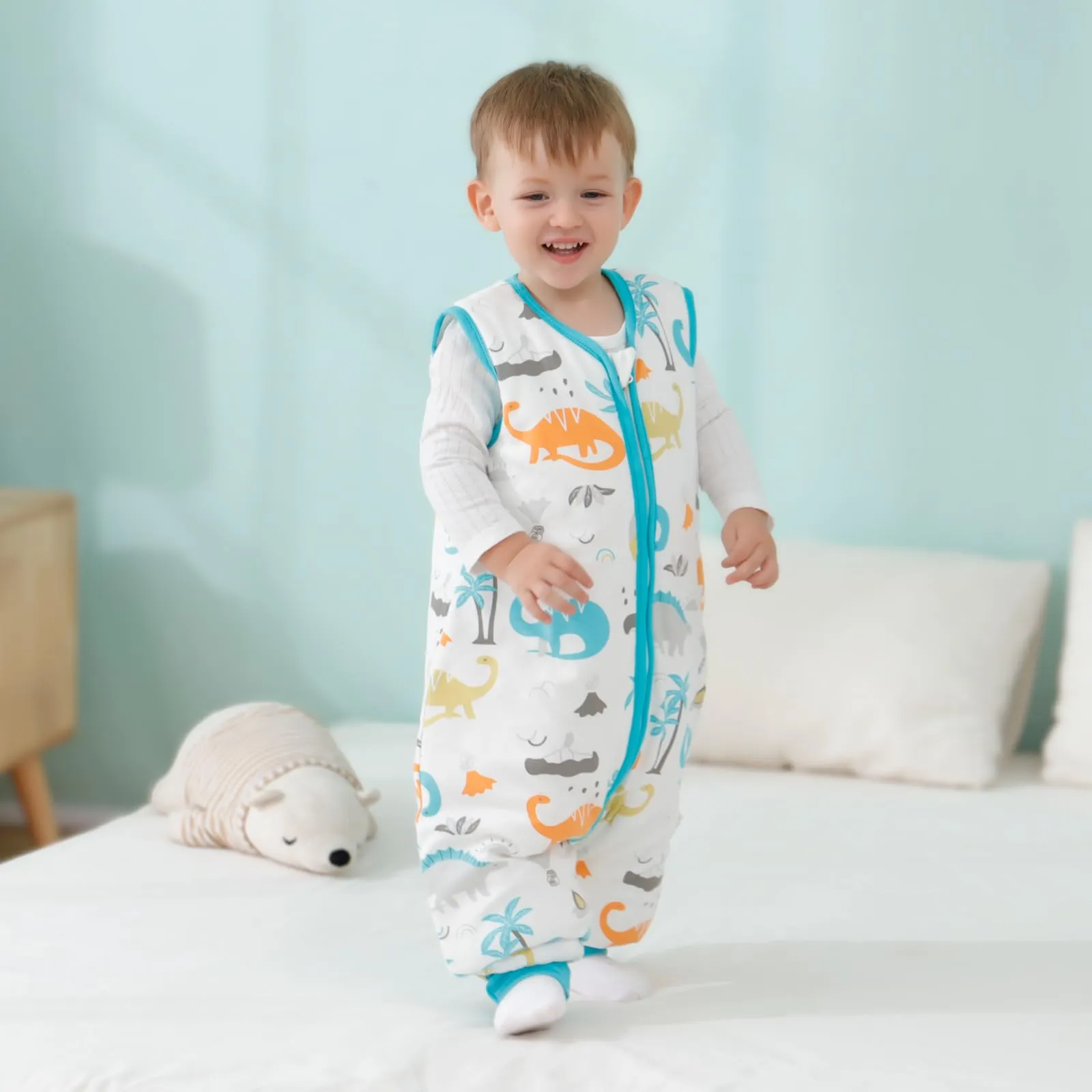Mosebears Sacco Nanna con Piedini Invernale 2,5 Tog 3-4 Anni Tutto l'anno Sacco Nanna in Cotone Traspirante per Neonati e Bambini - immagine 2