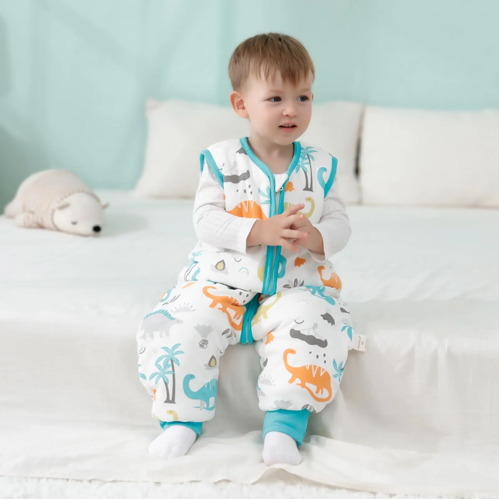 Mosebears Sacco Nanna con Piedini Invernale 2,5 Tog 3-4 Anni Tutto l'anno Sacco Nanna in Cotone Traspirante per Neonati e Bambini - immagine 3