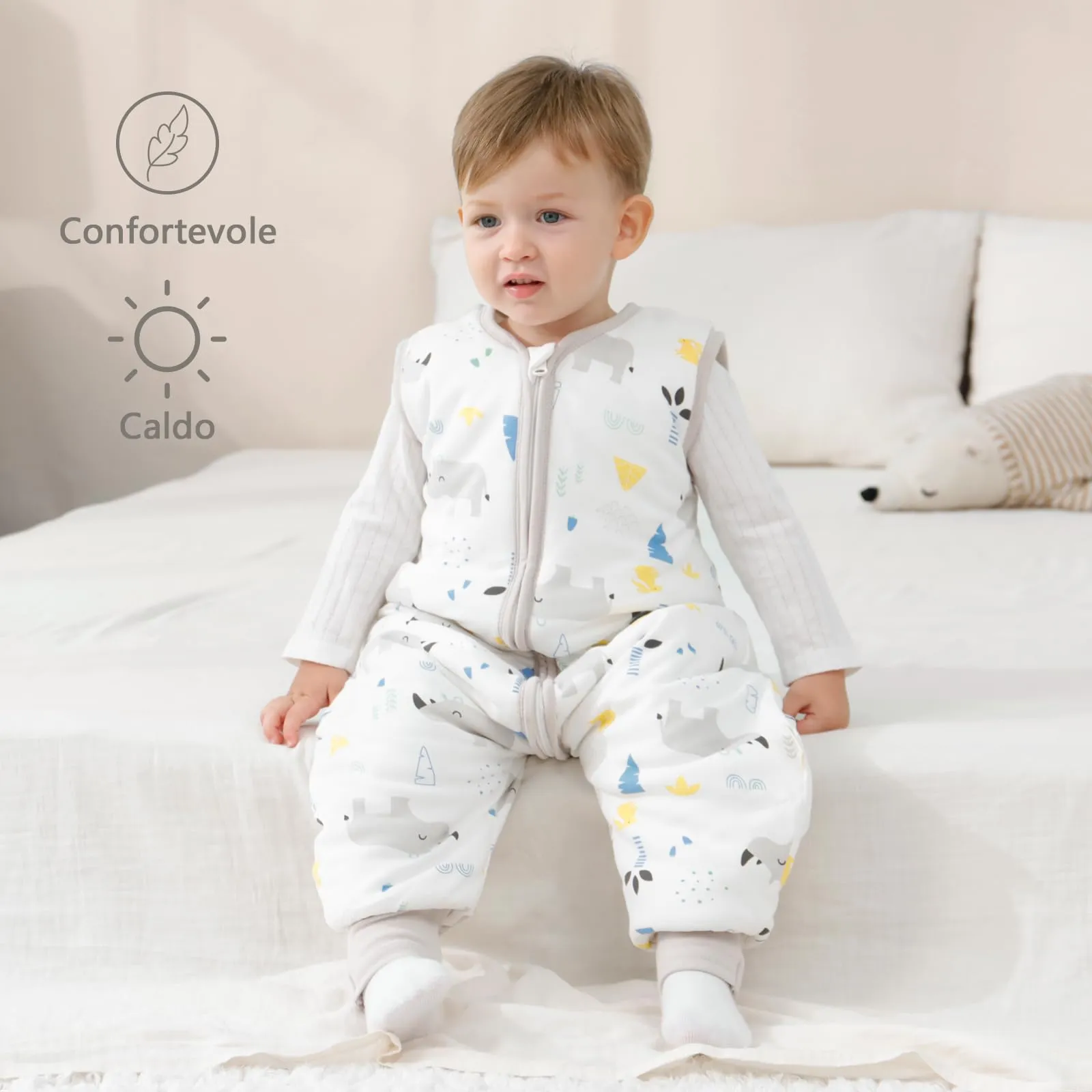 Mosebears Sacco Nanna con Piedini Invernale 2,5 Tog 3-4 Anni Tutto l'anno Sacco Nanna in Cotone Traspirante per Neonati e Bambini - immagine 3
