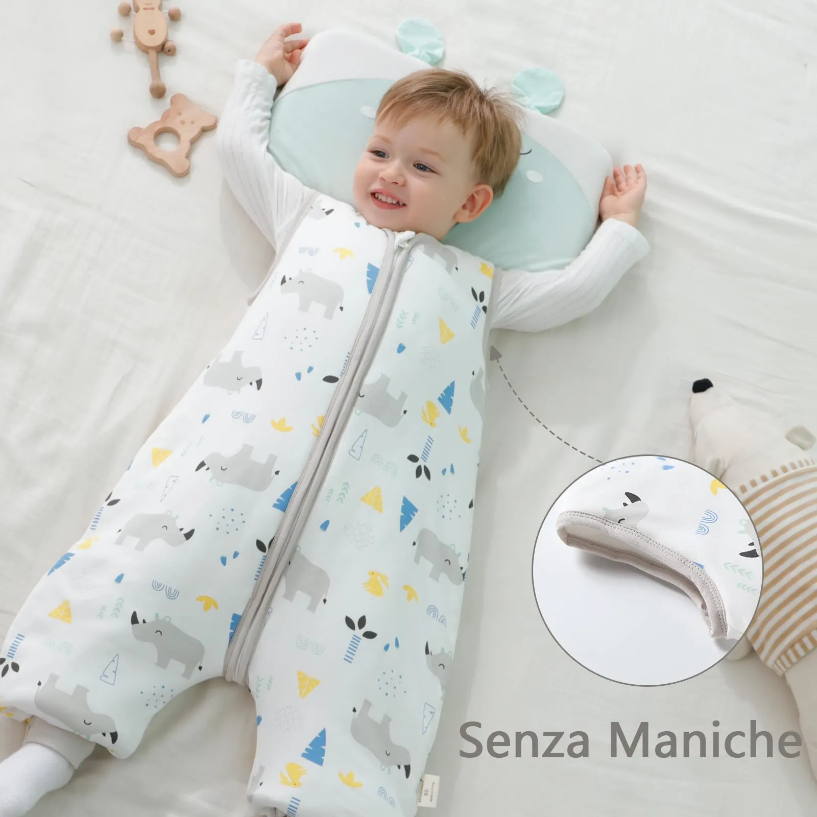 Mosebears Sacco Nanna con Piedini Invernale 2,5 Tog 3-4 Anni Tutto l'anno Sacco Nanna in Cotone Traspirante per Neonati e Bambini - immagine 4