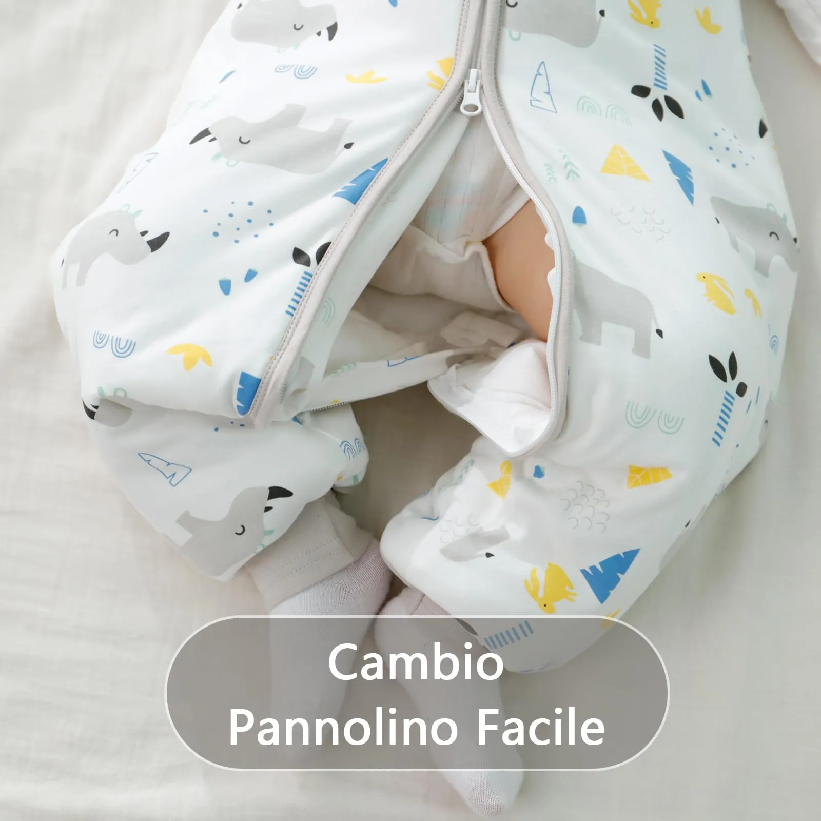 Mosebears Sacco Nanna con Piedini Invernale 2,5 Tog 3-4 Anni Tutto l'anno Sacco Nanna in Cotone Traspirante per Neonati e Bambini - immagine 7