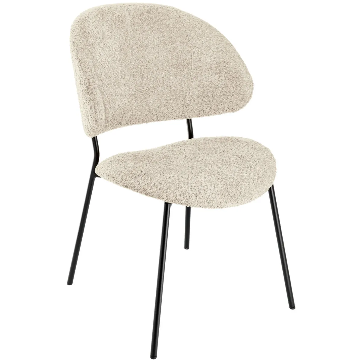 VEGA Sedia Lindo tessuto Bouclé; 55x65x85 cm (LxPxH); seduta beige, struttura nero - immagine 1