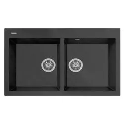 Lavello 2 vasche (86x51cm) AMANDA Nero Matt Opaco AM862026 - immagine 1