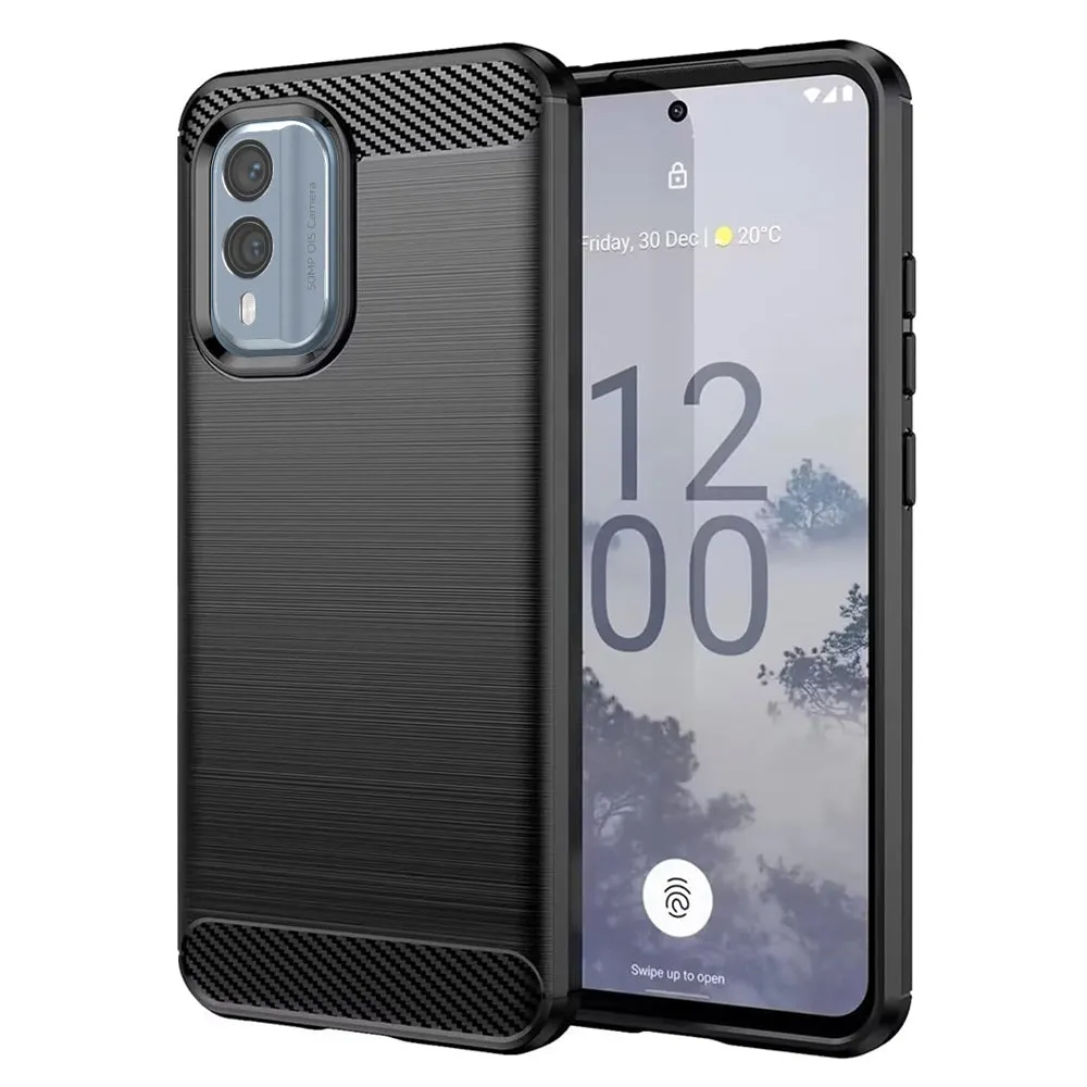 Custodia per Nokia X30, Techsuit, Carbonio, Nera - immagine 1