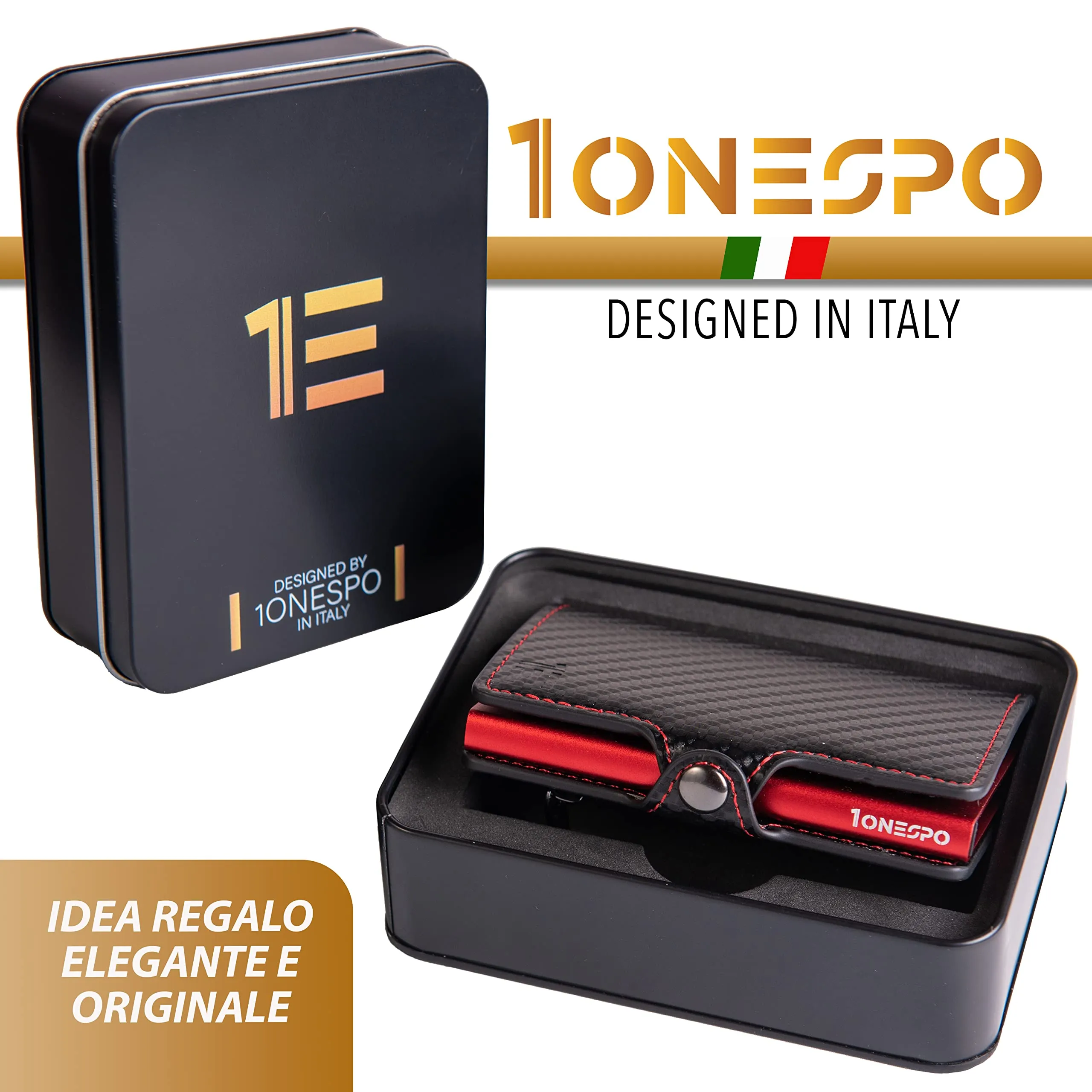 1ONESPO Porta Carte di Credito Uomo - Portacarte Slim con Portamonete e Contanti - Porta tessere e documenti tascabile protezione RFID, Rosso… - immagine 6