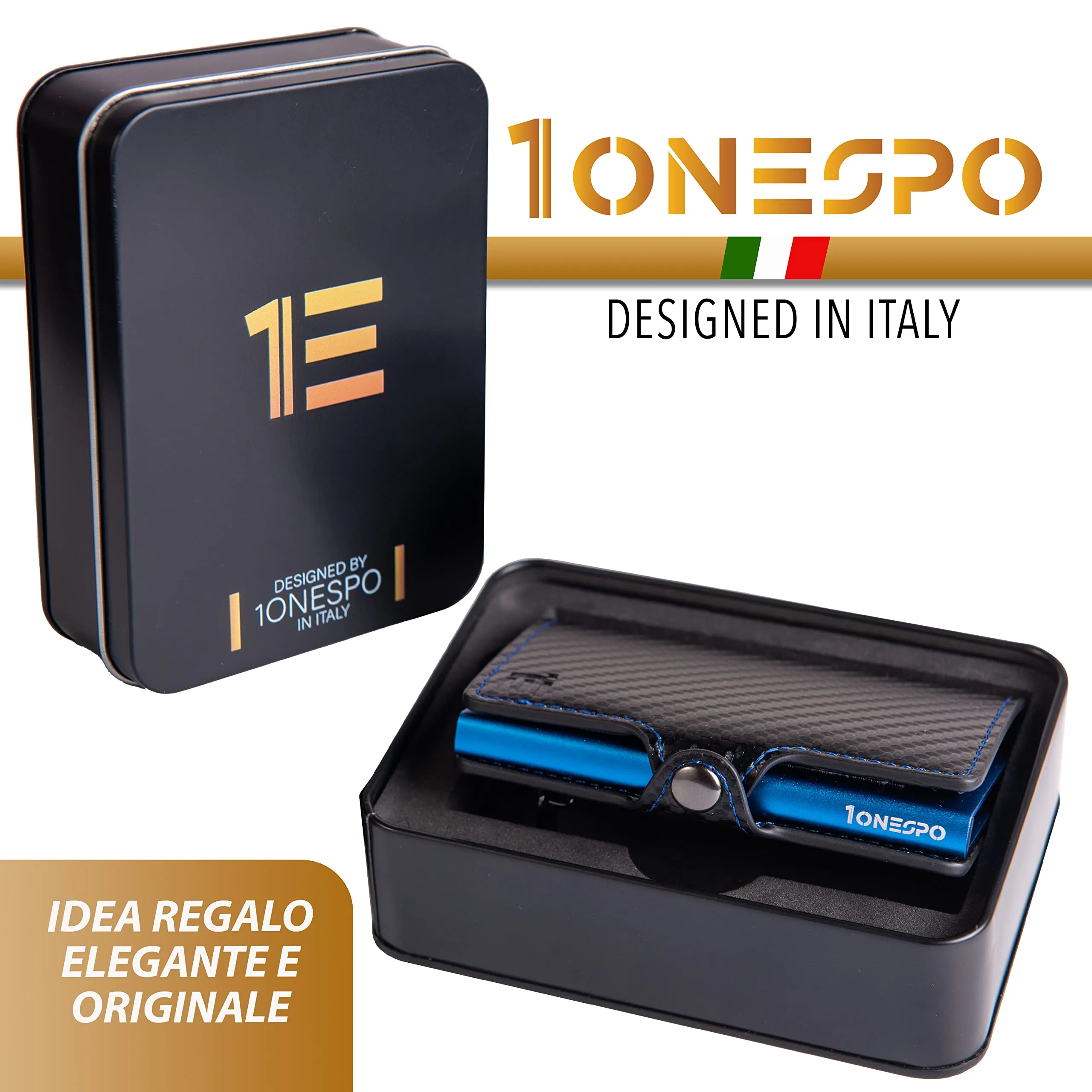 1ONESPO Porta Carte di Credito Uomo - Portacarte Slim con Portamonete e Contanti - Porta tessere e documenti tascabile protezione RFID, Blu… - immagine 6