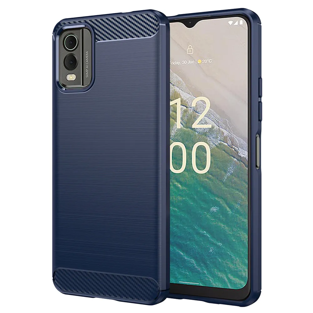 Custodia per Nokia C32, Techsuit, Carbonio, Blu - immagine 1