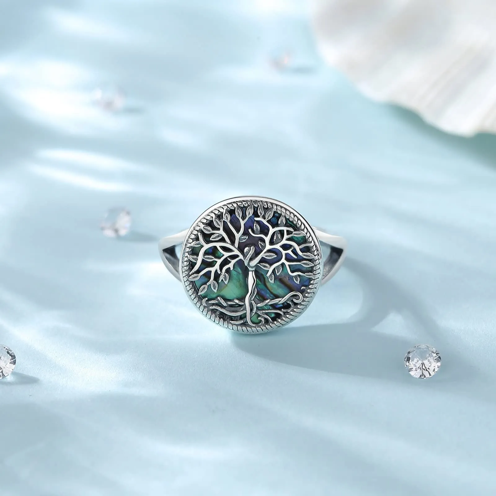AEONSLOVE Anello Donna Regolabile Argento 925, Anello Aperto Albero della Vita, Idea Regalo per Mamma Ragazze - immagine 2