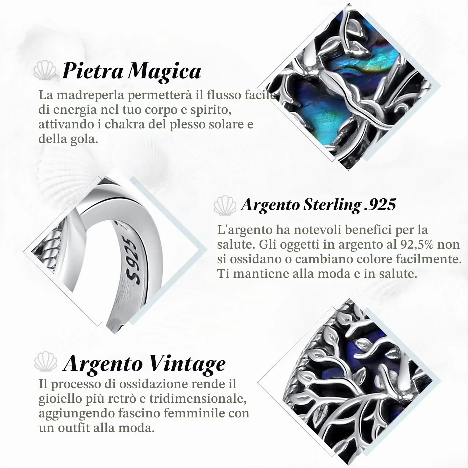 AEONSLOVE Anello Donna Regolabile Argento 925, Anello Aperto Albero della Vita, Idea Regalo per Mamma Ragazze - immagine 9