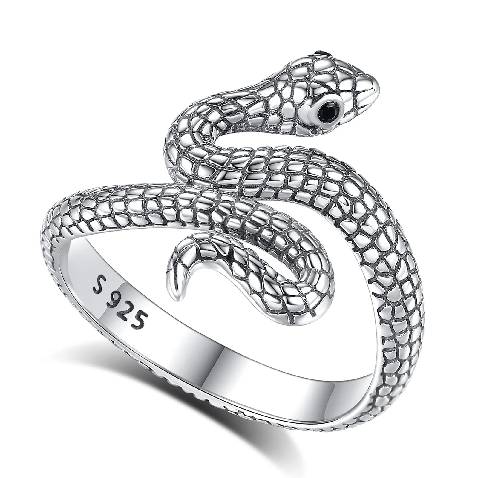 AEONSLOVE Anelli Donna Regolabile Argento 925, Anello Aperto Serpente Vichingo, Idea Regalo per Mamma Ragazze - immagine 1