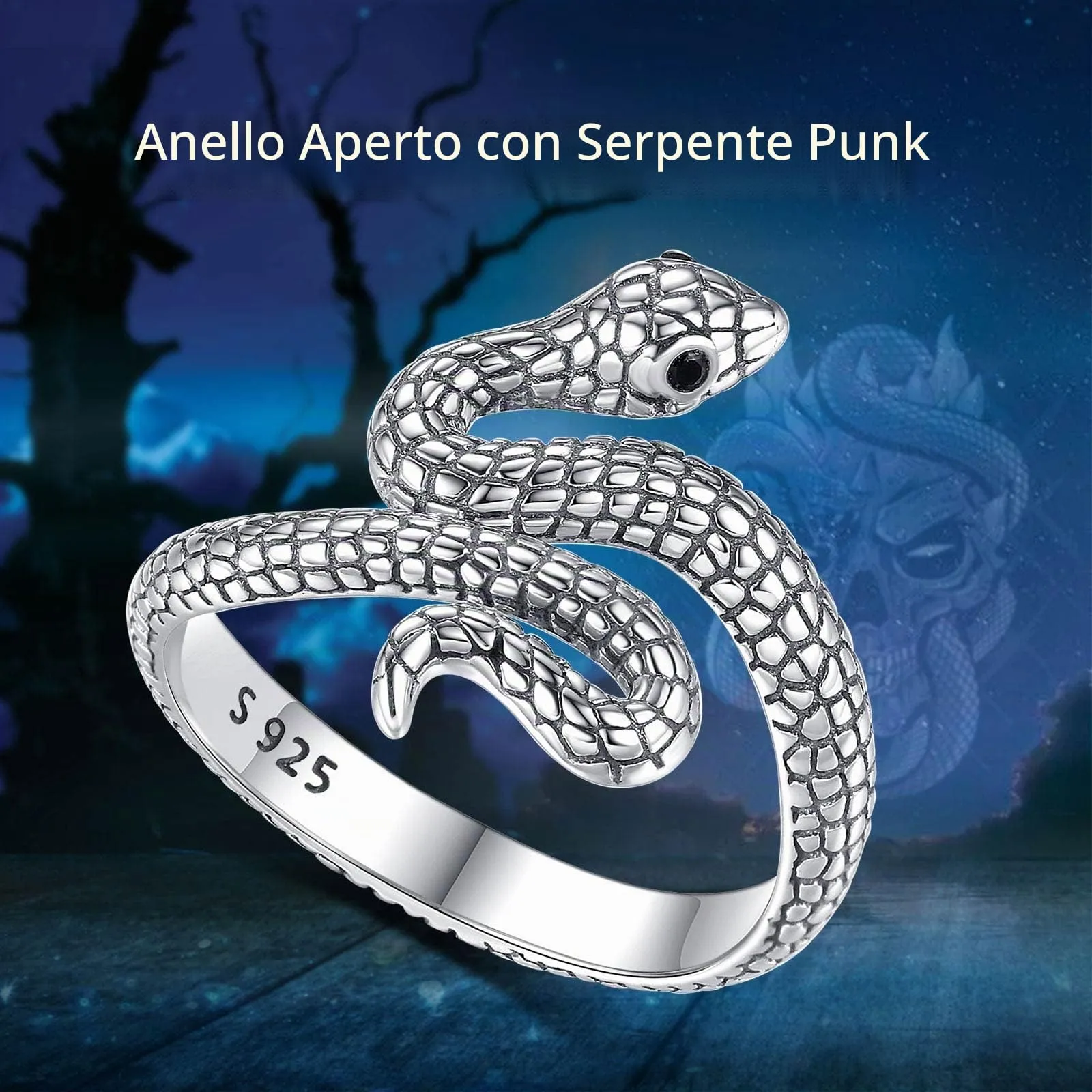 AEONSLOVE Anelli Donna Regolabile Argento 925, Anello Aperto Serpente Vichingo, Idea Regalo per Mamma Ragazze - immagine 7