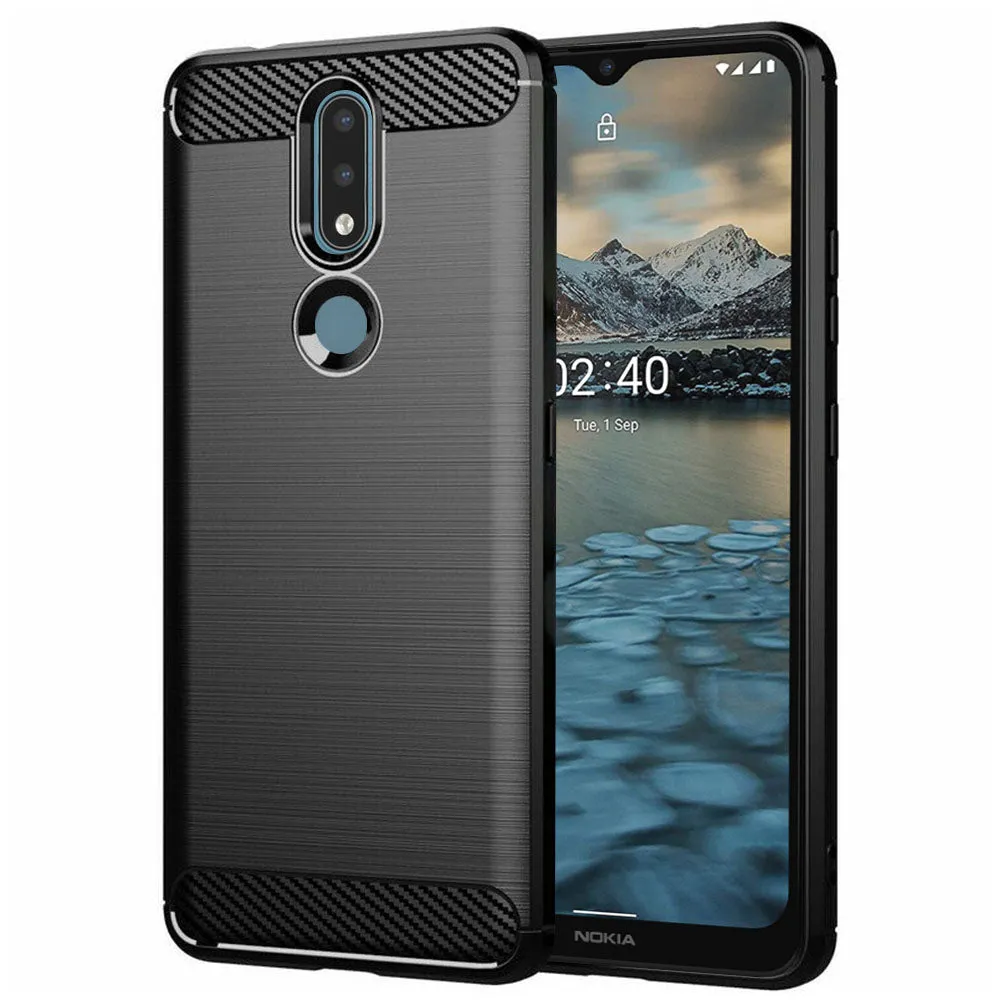 Custodia per Nokia 2.4, Techsuit, Carbonio, Nera - immagine 1