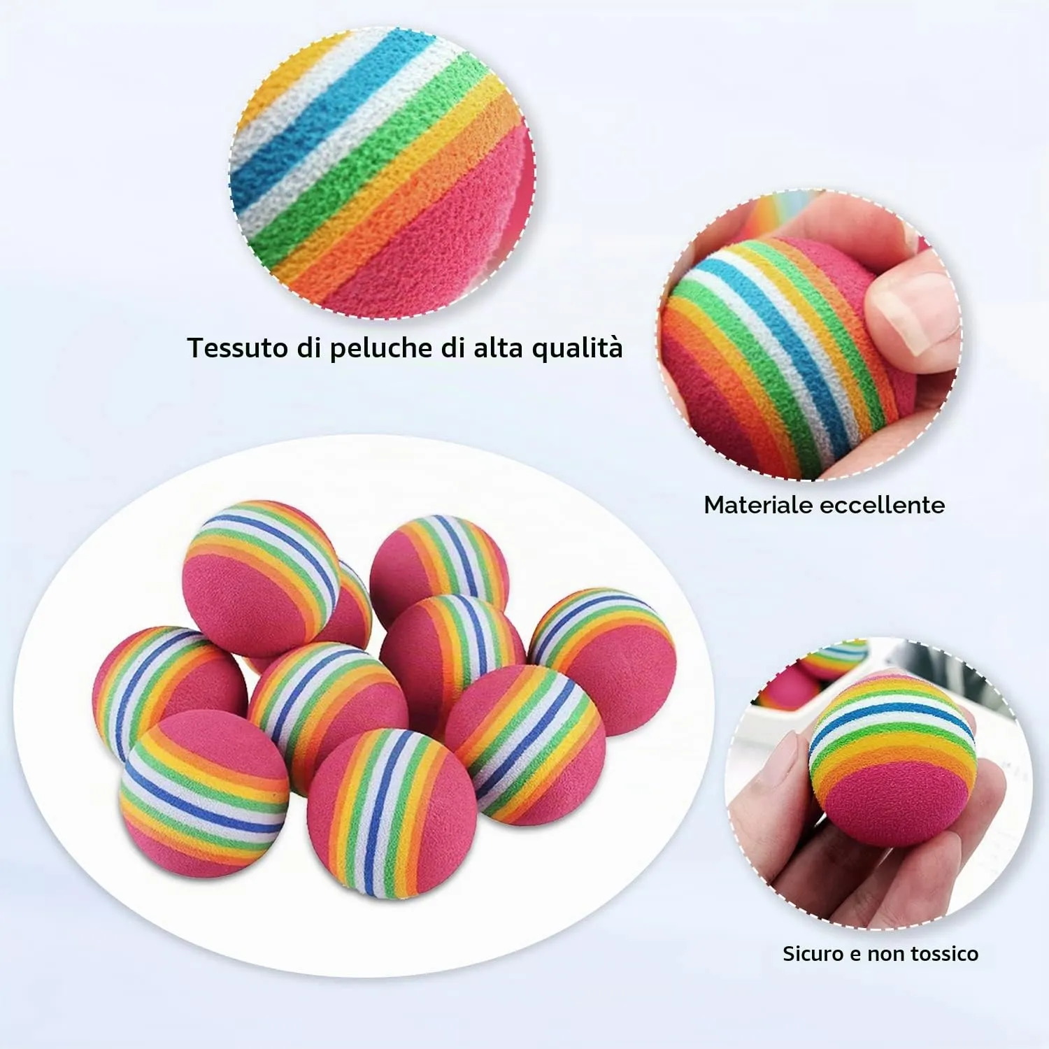 OMIGA 24 Pezzi Pallina Gatto Giochi per Gatti Interattivi Arcobaleno 3.5 cm - immagine 3