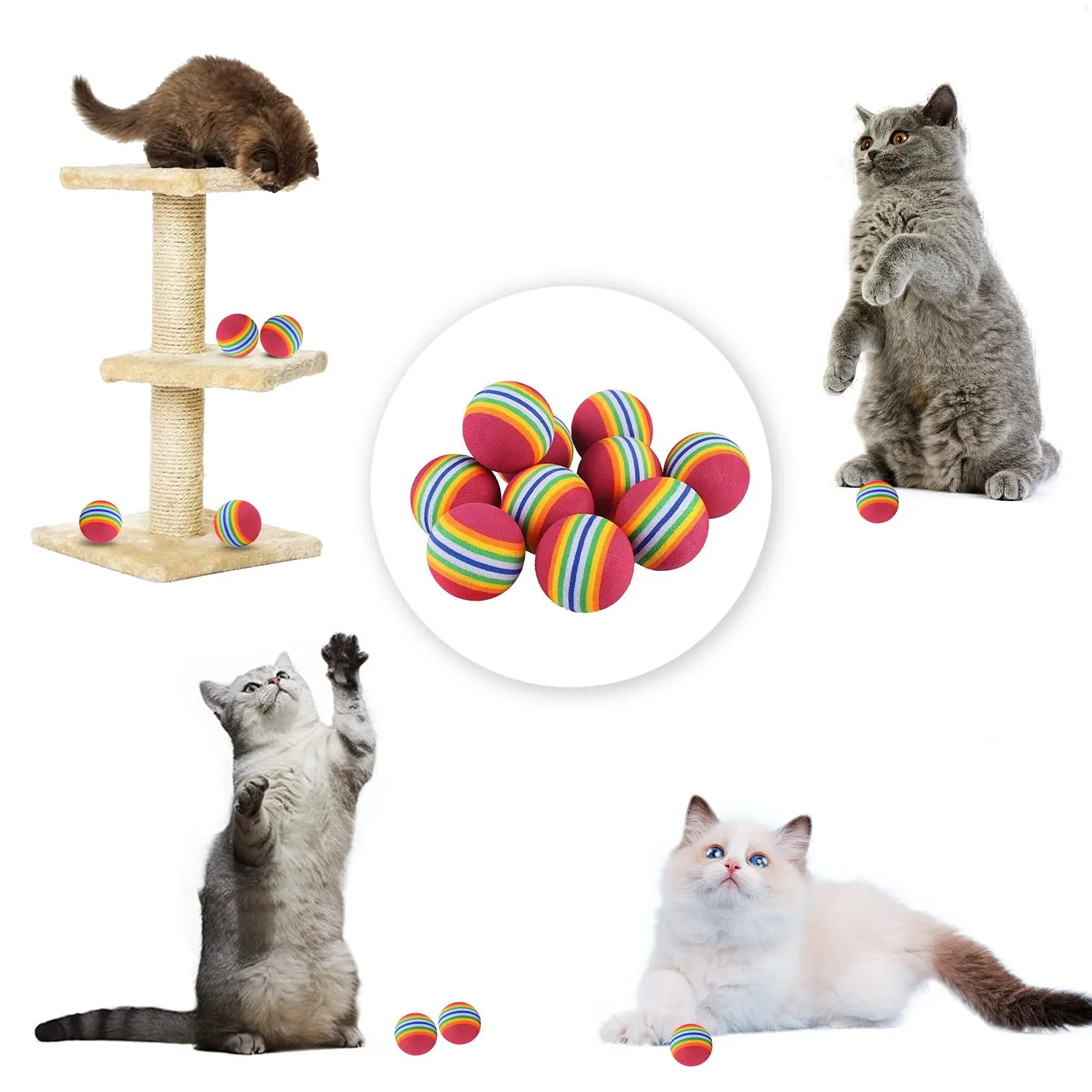 OMIGA 24 Pezzi Pallina Gatto Giochi per Gatti Interattivi Arcobaleno 3.5 cm - immagine 5