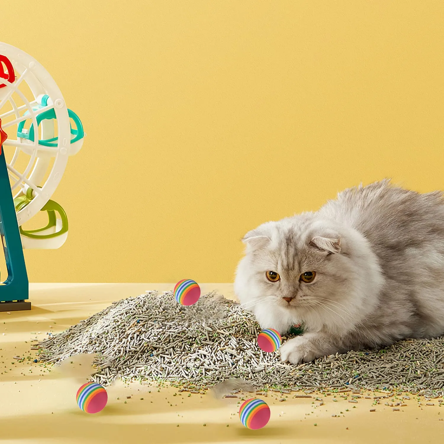 OMIGA 24 Pezzi Pallina Gatto Giochi per Gatti Interattivi Arcobaleno 3.5 cm - immagine 6