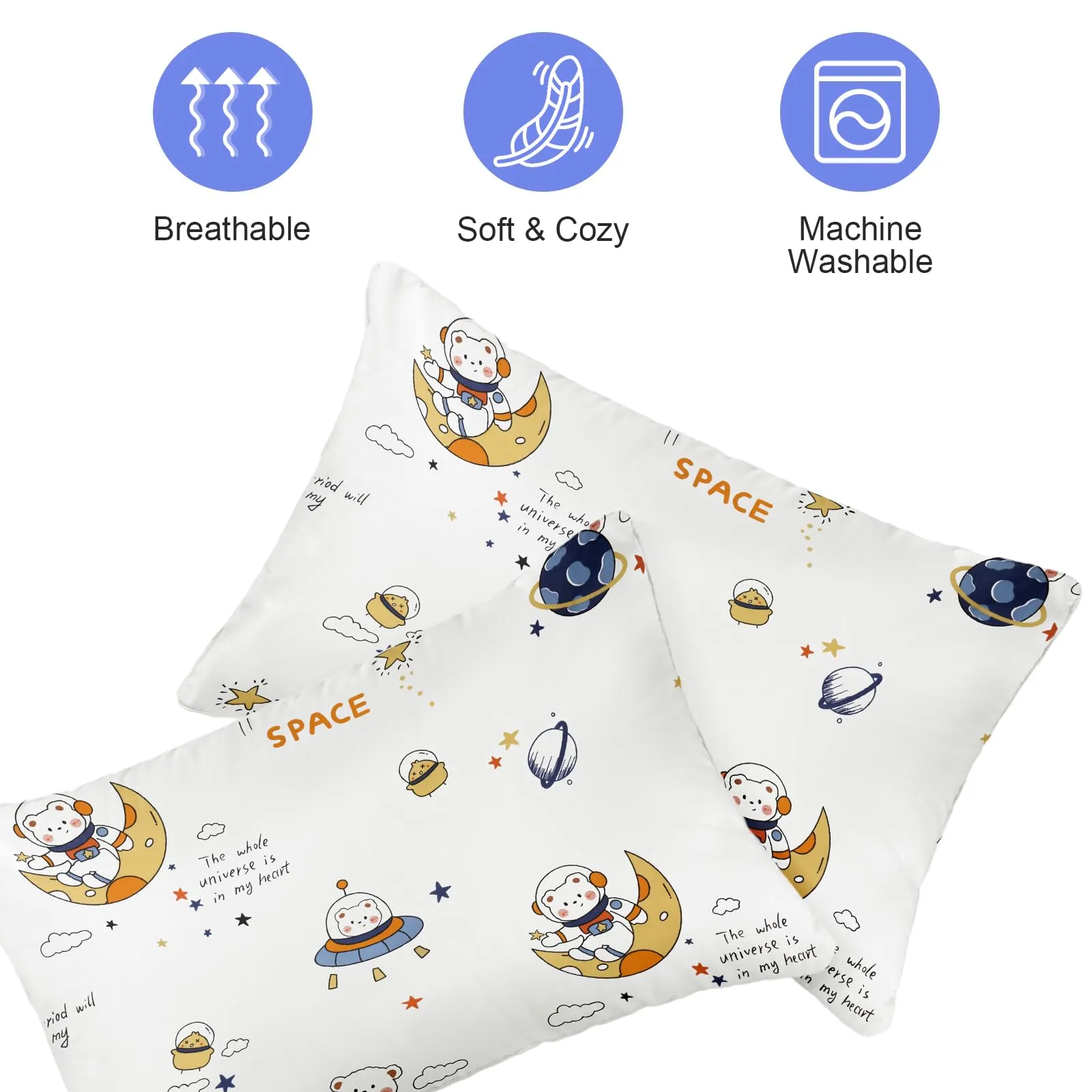 Vicloon Federa per Cuscini per Bambini, 2 Pezzi 40X60 cm Fodera per Cuscino, Federa Decorativa per Cuscino Federa Cuscino in Doppia Garza, Federa per Cuscino da Viaggio, Motivo di Terra Errante - immagine 5