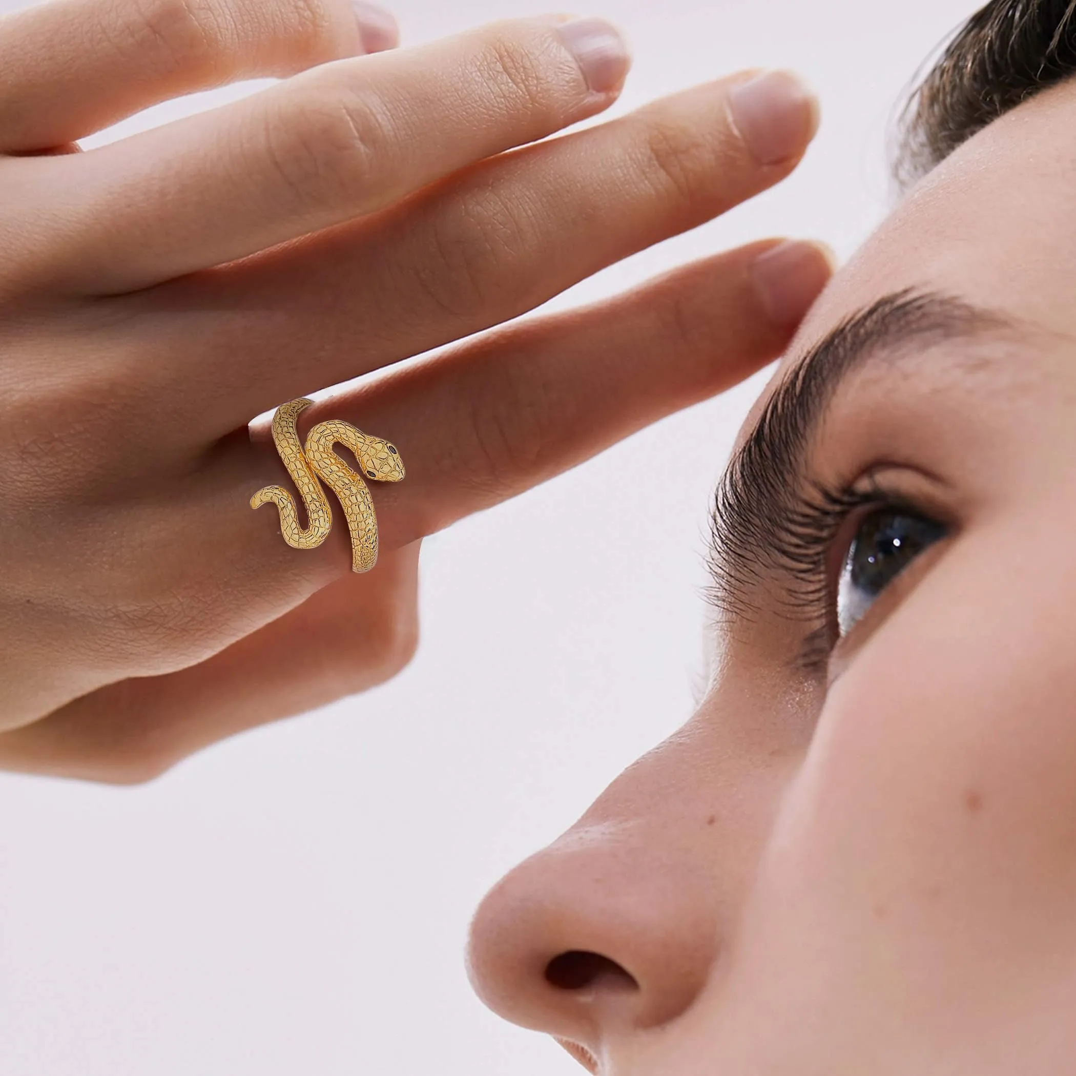 AEONSLOVE Anelli Donna Regolabile Argento 925, Anello Aperto Serpente Vichingo, Idea Regalo per Mamma Ragazze (oro) - immagine 6
