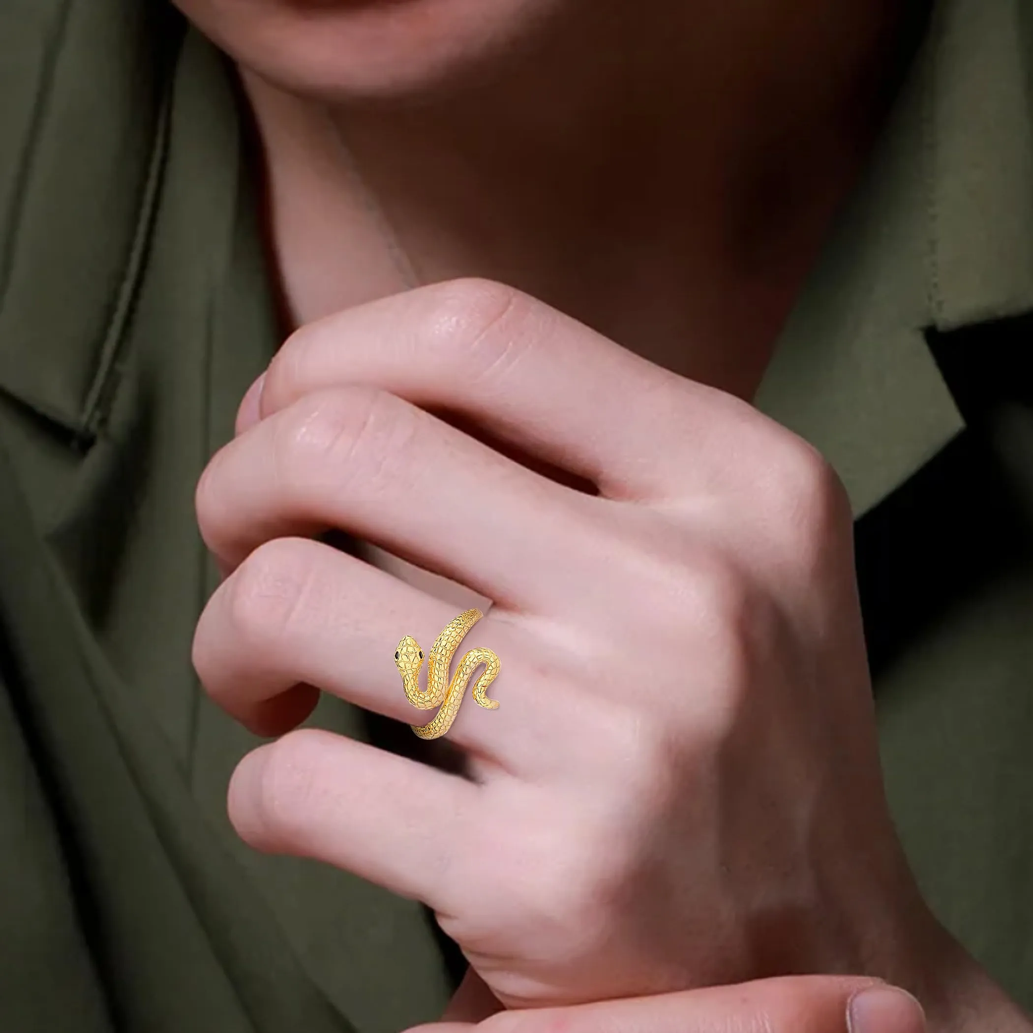AEONSLOVE Anelli Donna Regolabile Argento 925, Anello Aperto Serpente Vichingo, Idea Regalo per Mamma Ragazze (oro) - immagine 9
