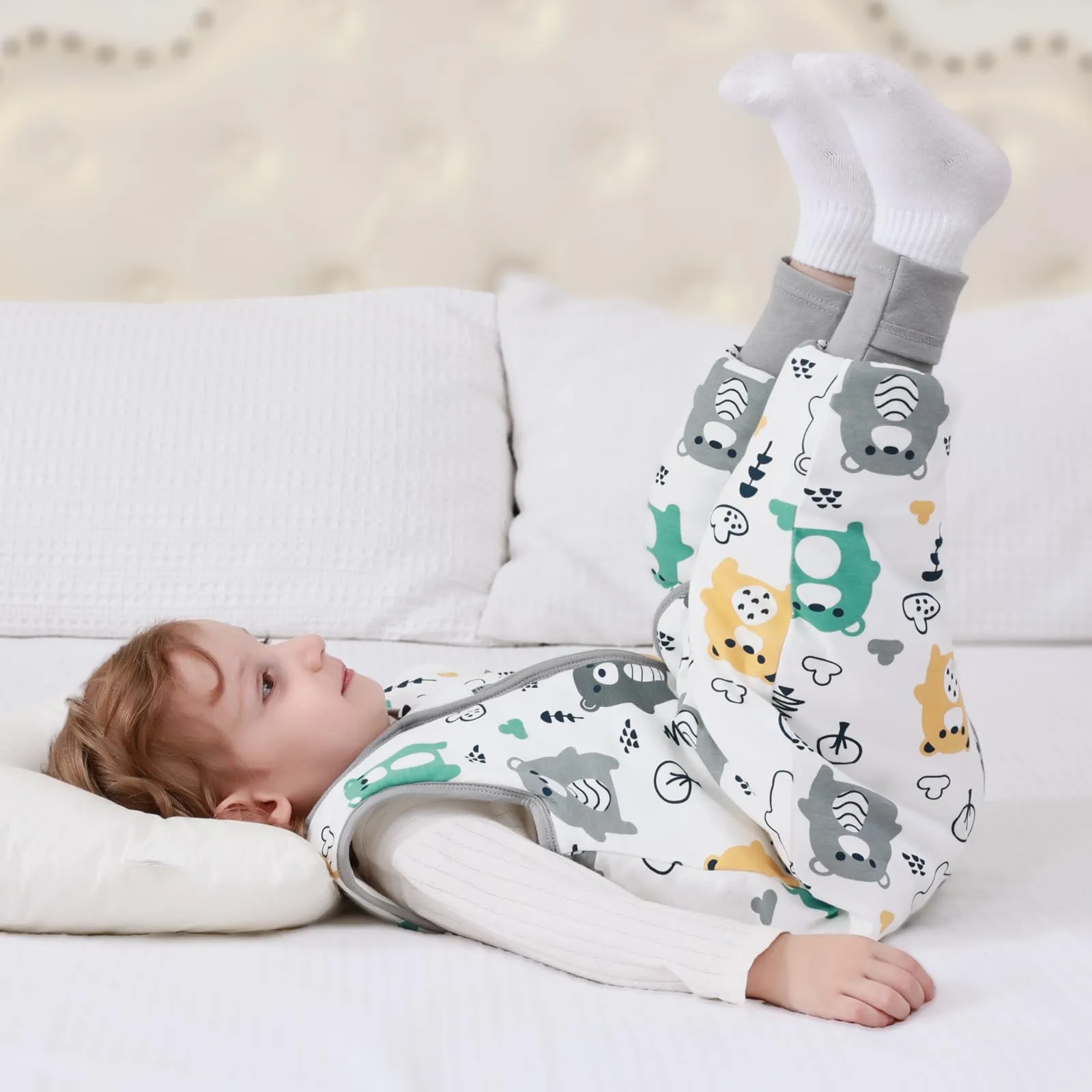 Mosebears Sacco Nanna con Piedini Invernale 2,5 Tog 6-18 Mesi Tutto l'anno Sacco Nanna in Cotone Traspirante per Neonati e Bambini - immagine 9