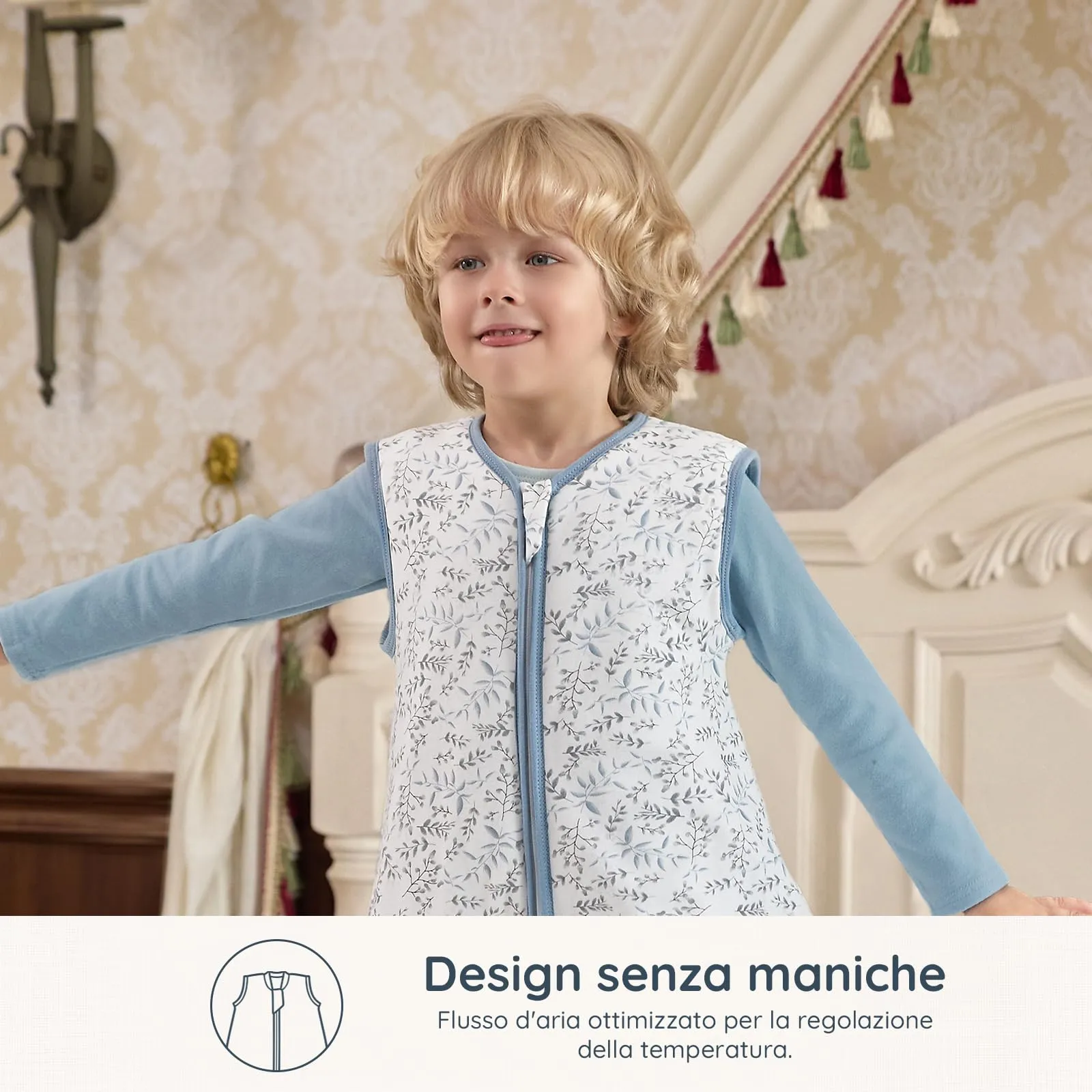 Mosebears Sacco Nanna con Piedini Invernale 2,5 Tog 3-4 Anni Tutto l'anno Sacco Nanna in Cotone Traspirante per Neonati e Bambini - immagine 4