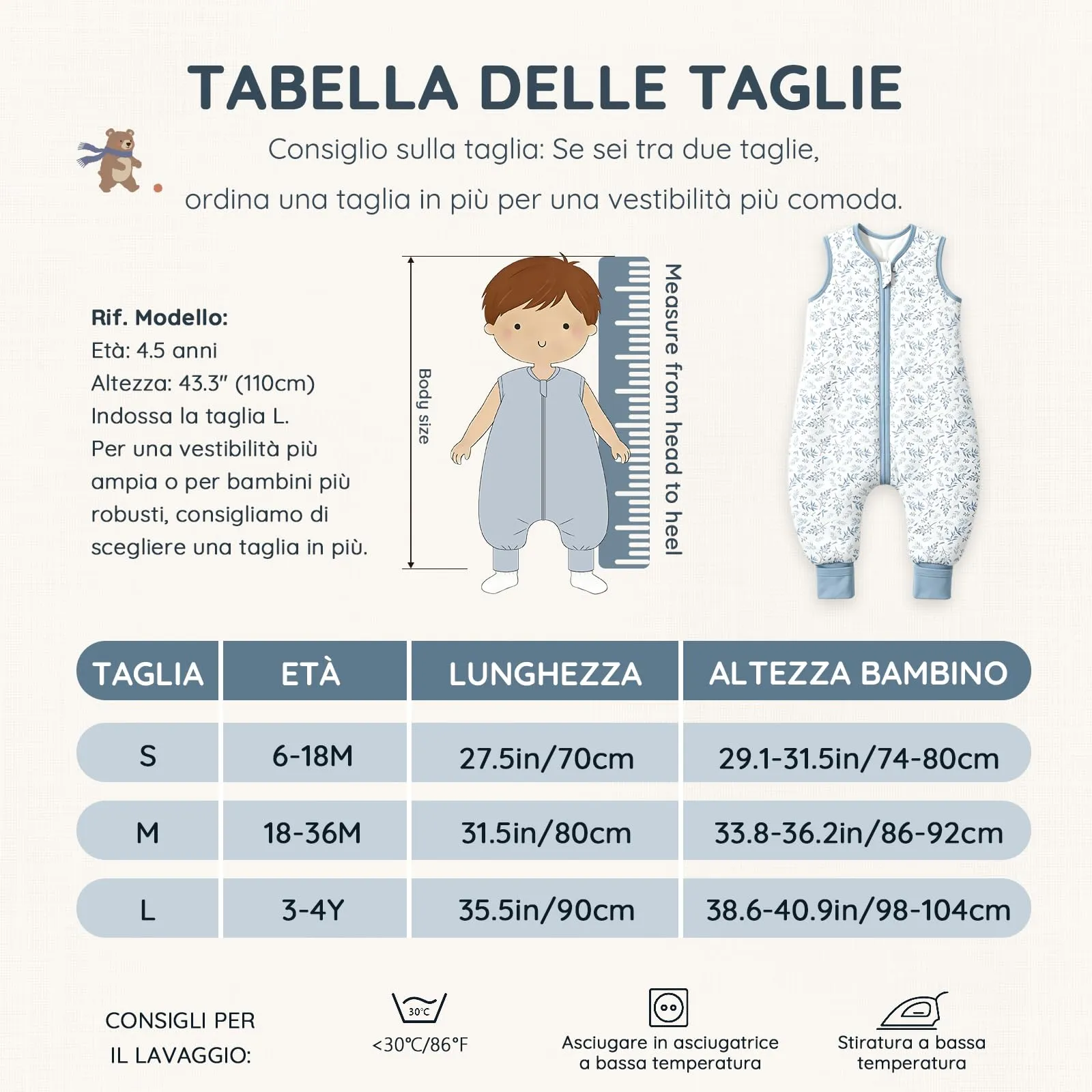 Mosebears Sacco Nanna con Piedini Invernale 2,5 Tog 3-4 Anni Tutto l'anno Sacco Nanna in Cotone Traspirante per Neonati e Bambini - immagine 7