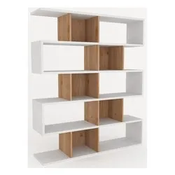DOUBLE Db325k Libreria Bianco neve e Rovere cadiz (150 x 180 h cm) Mobile KIT - immagine 1